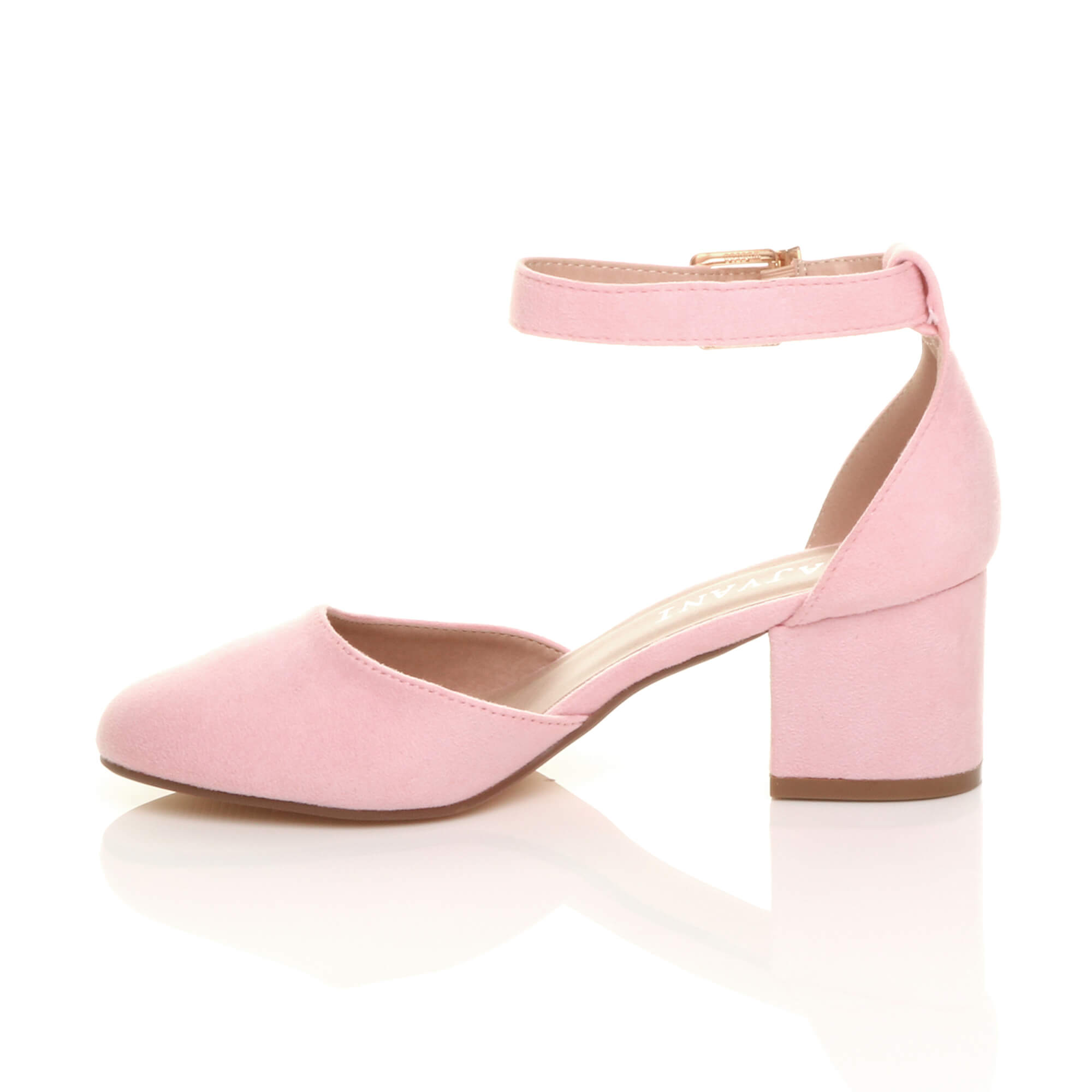 Light Pink AJVANI Light Pink Mid Block Heel Ankle Strap 2 Part Heels, Image 3 of 6