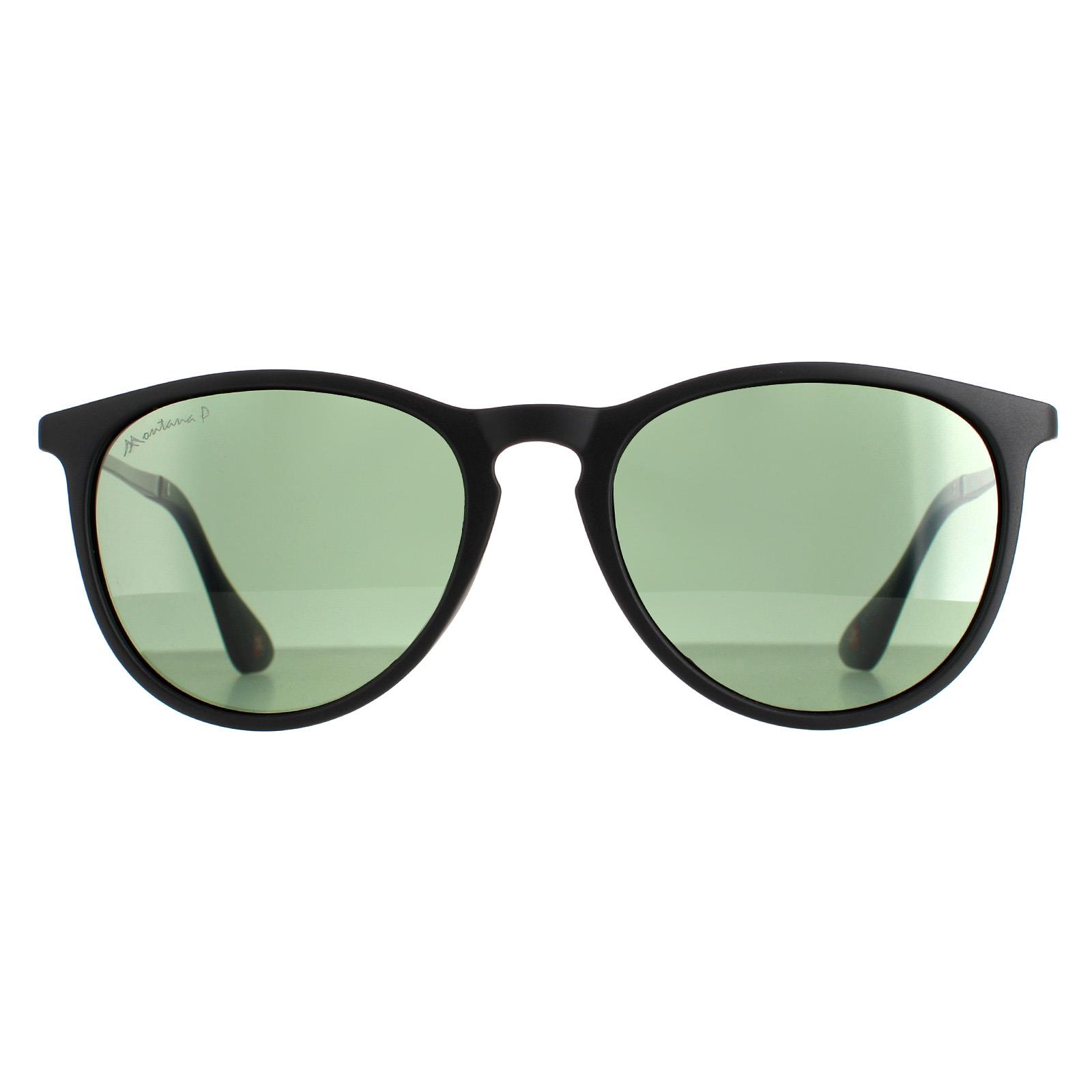 Oval Matte Black Green Polarized MP24 Sunglasses, Image 1 of 4