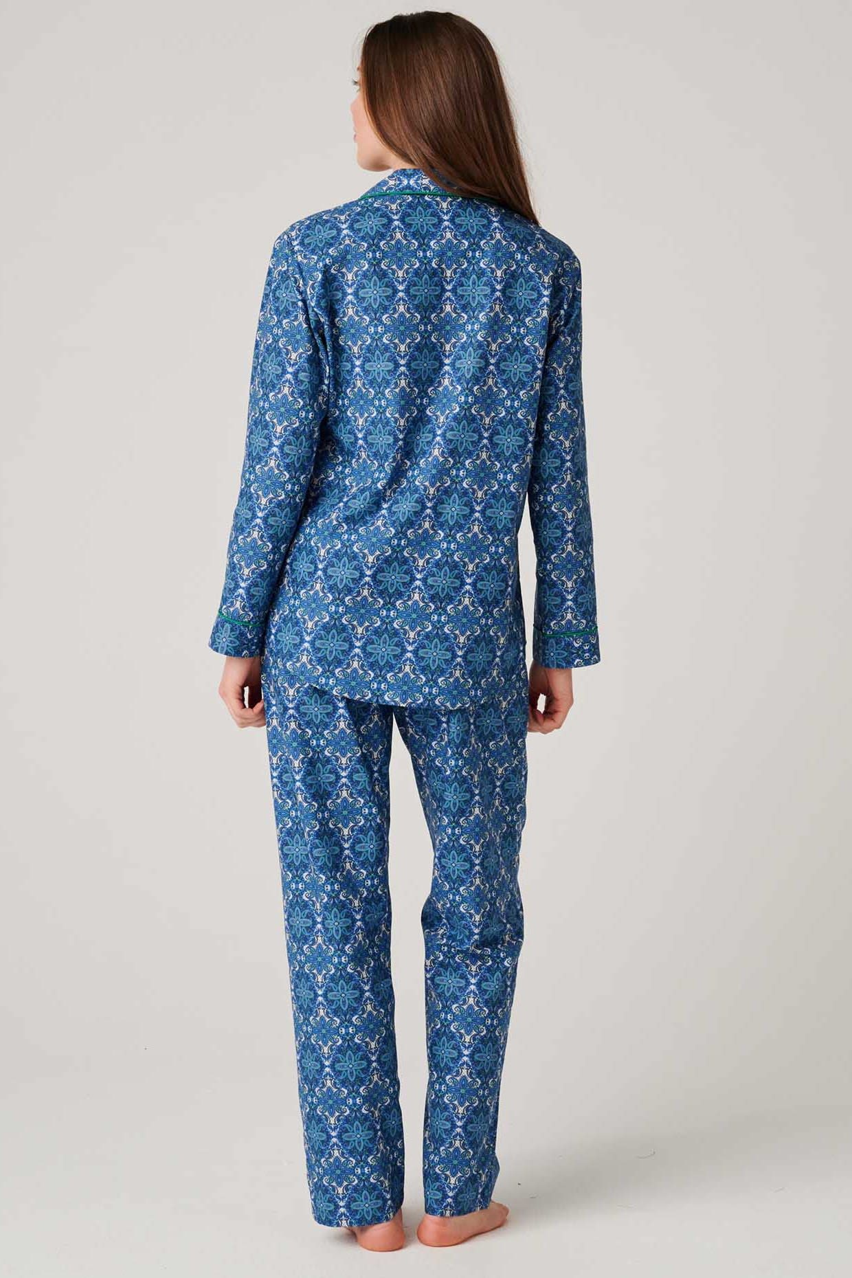 Royal Blue "Marrakesh" Paisley Crisp Cotton Pyjama Set, Image 3 of 3