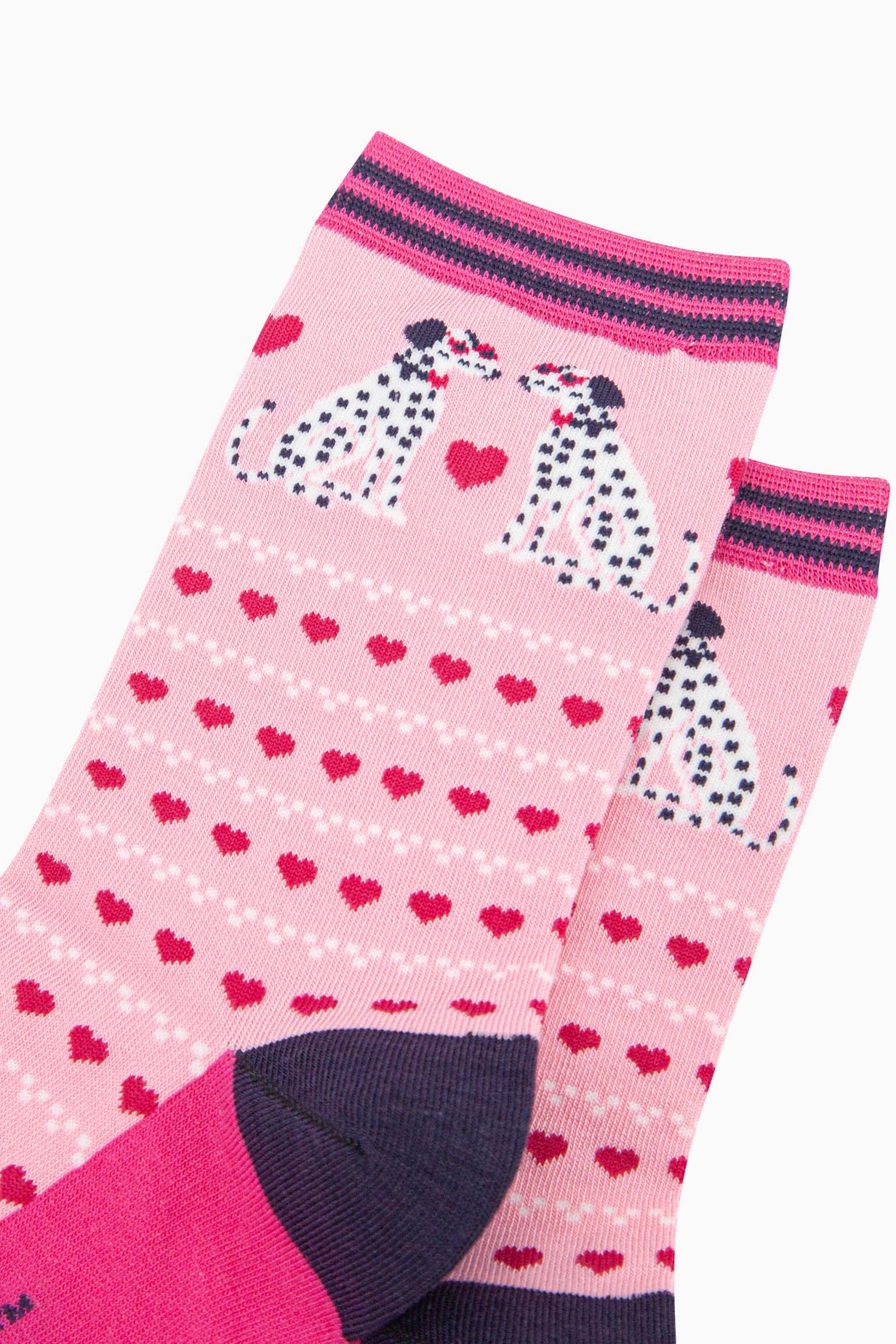 Pink Dalmatians Love Hearts Bamboo Socks - Pink, Image 3 of 4