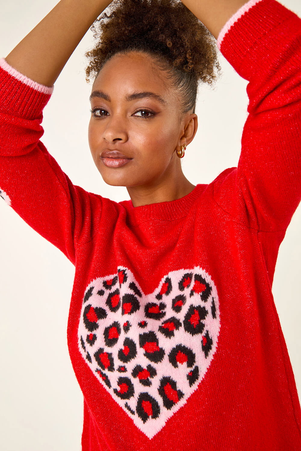 Red Animal Heart Detail Knit Jumper , Image 1 of 5