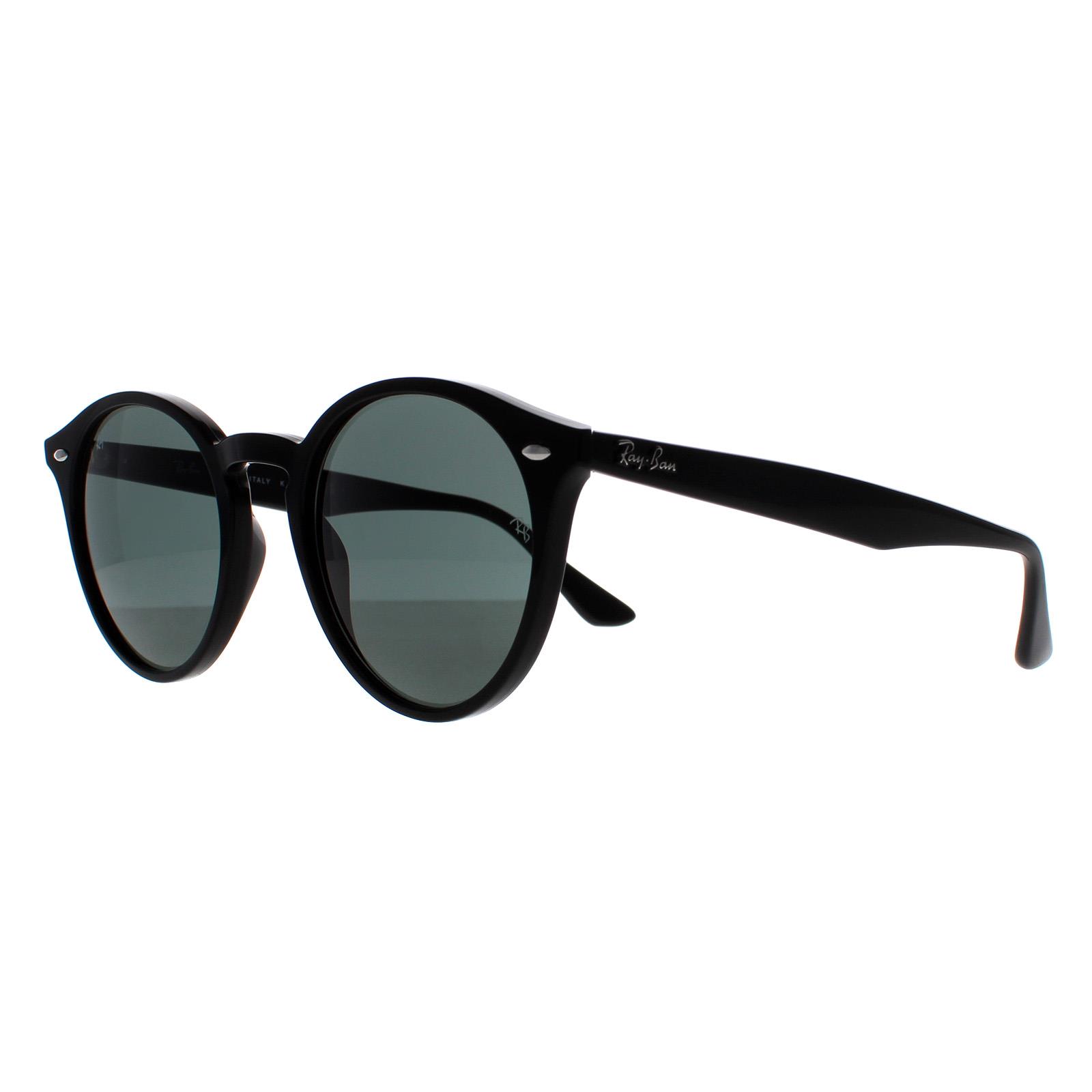 Black Ray-Ban Black Round Black Green Sunglasses, Image 2 of 4
