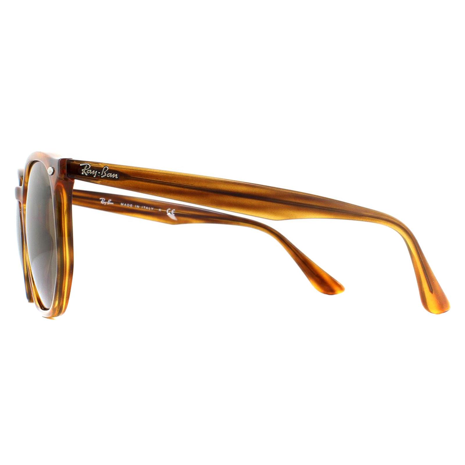 Round Striped Red Havana Dark Brown RB4306 Sunglasses, Image 3 of 6