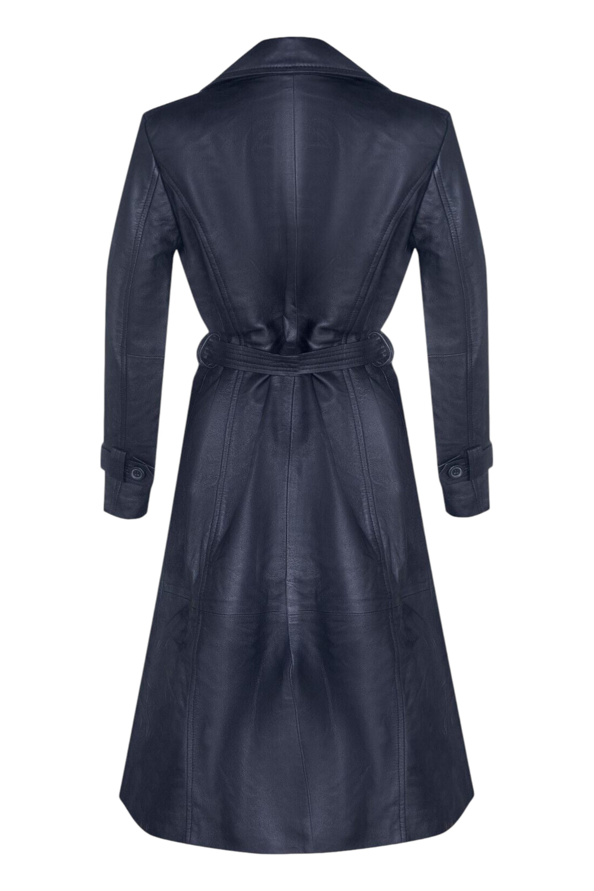 Black Suede Toscana Sheepskin Trench Coat-Rush, Image 3 of 4