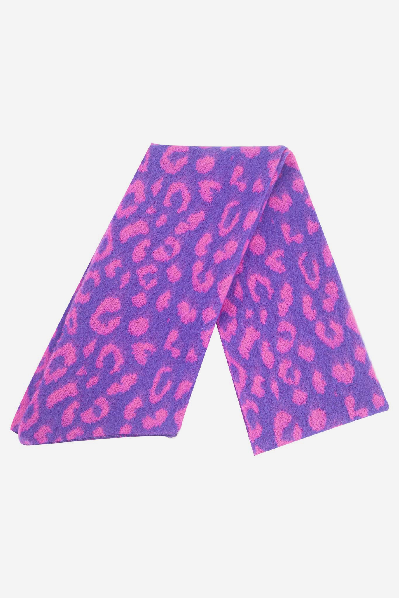Purple Asymmetric Leopard Winter Scarf, Image 4 of 5