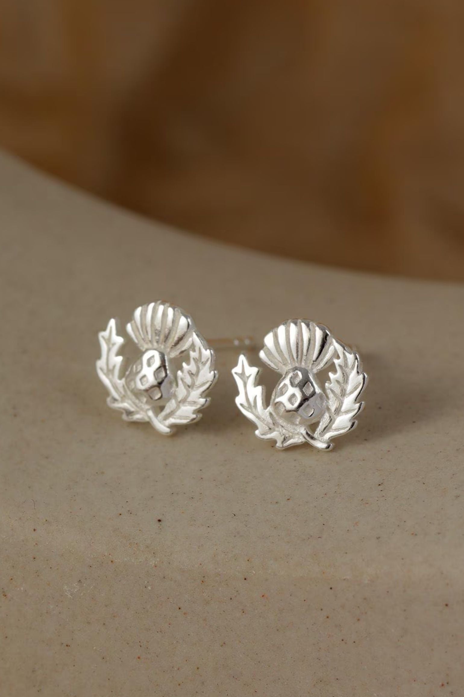 Silver Sterling Silver Scottish Thistle Studs, Image 3 of 3