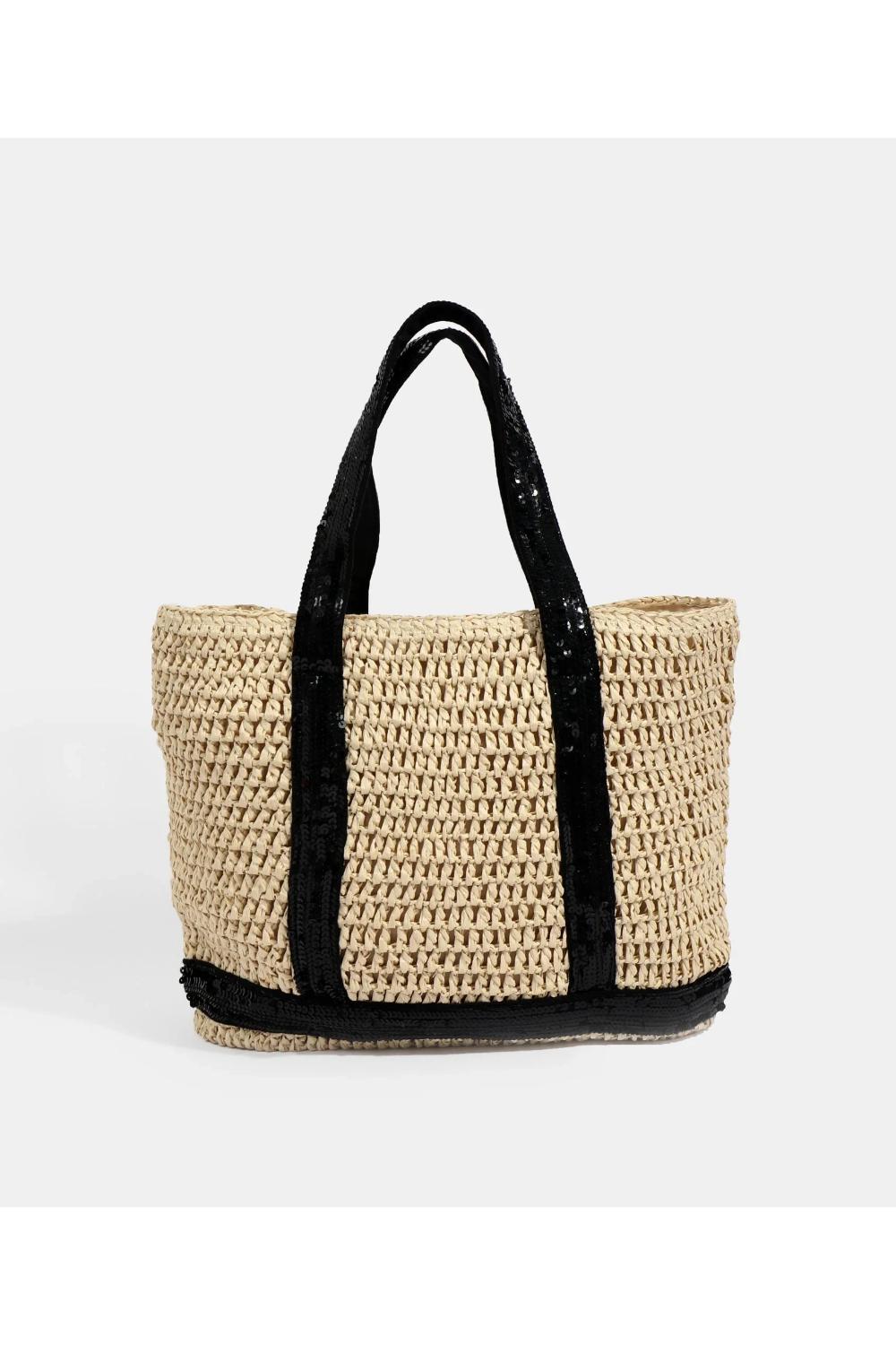 Beige Octavia - Straw Tote Bag, Image 1 of 3