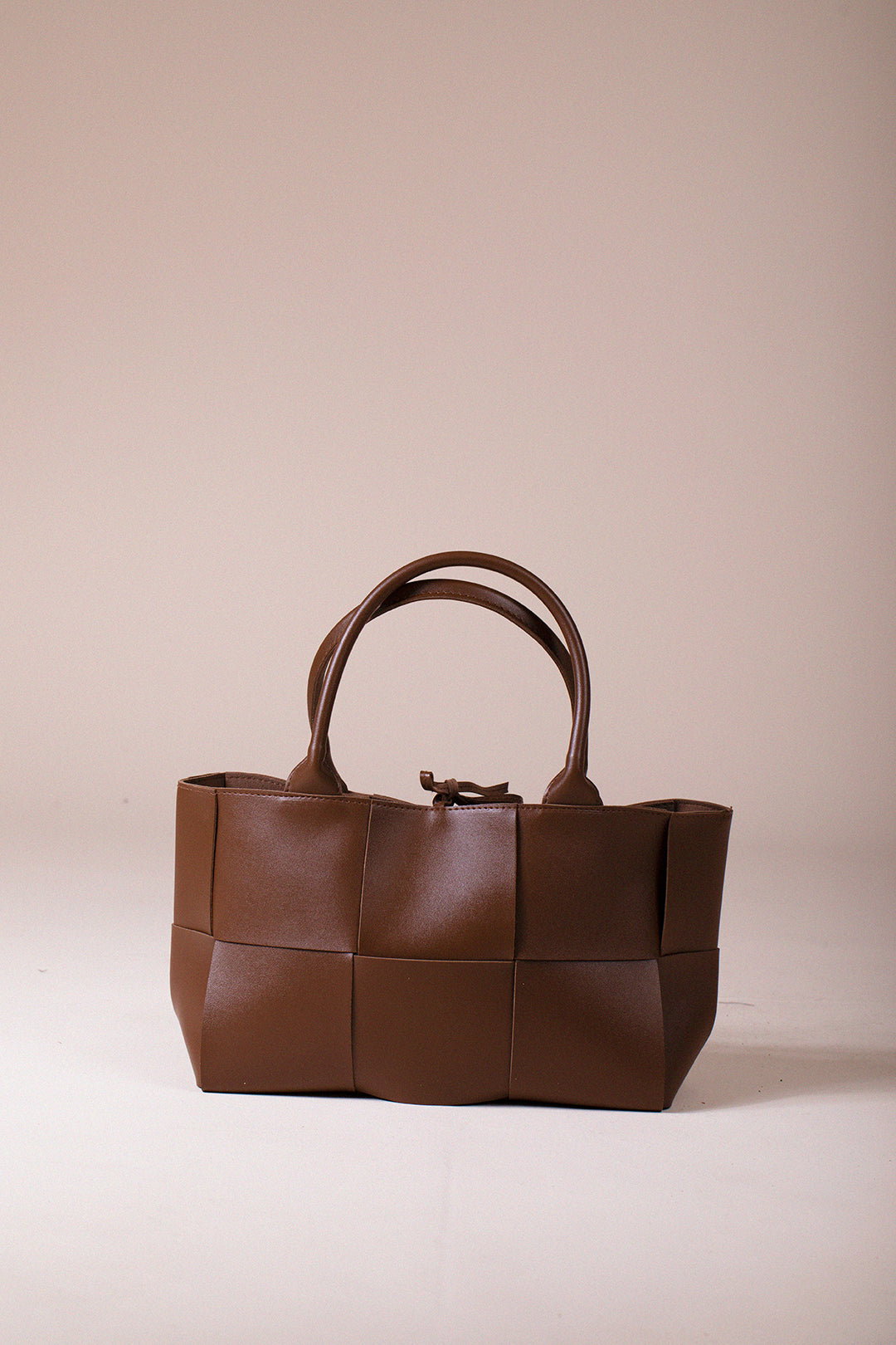 Brown Wide Woven Tote In Brown