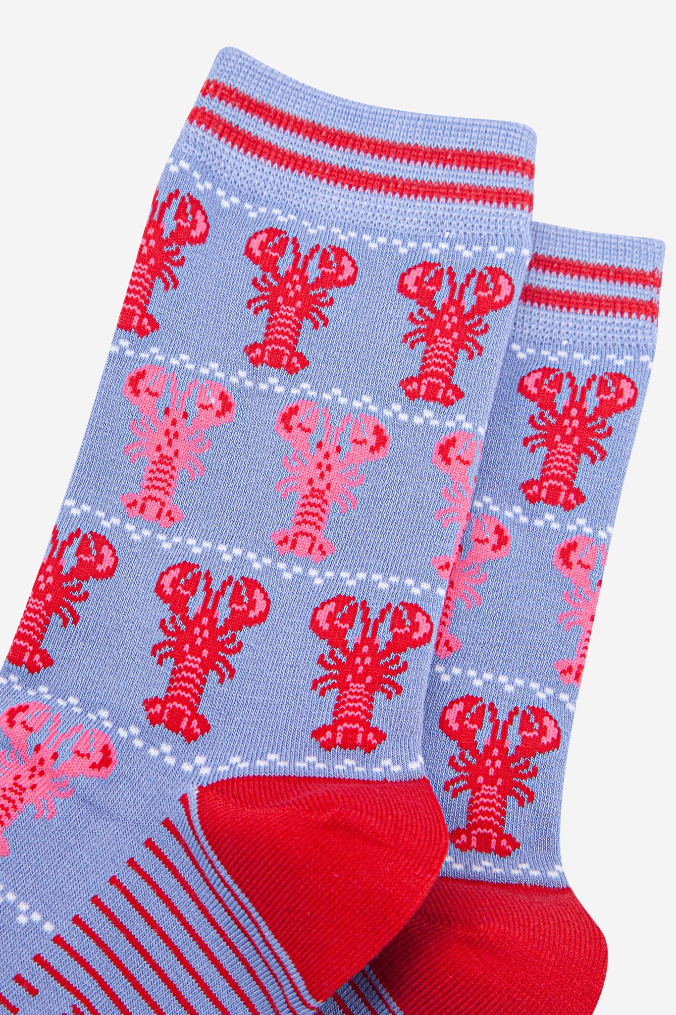 Blue Fair Isle Love Heart Lobsters Bamboo Ankle Socks, Image 4 of 4