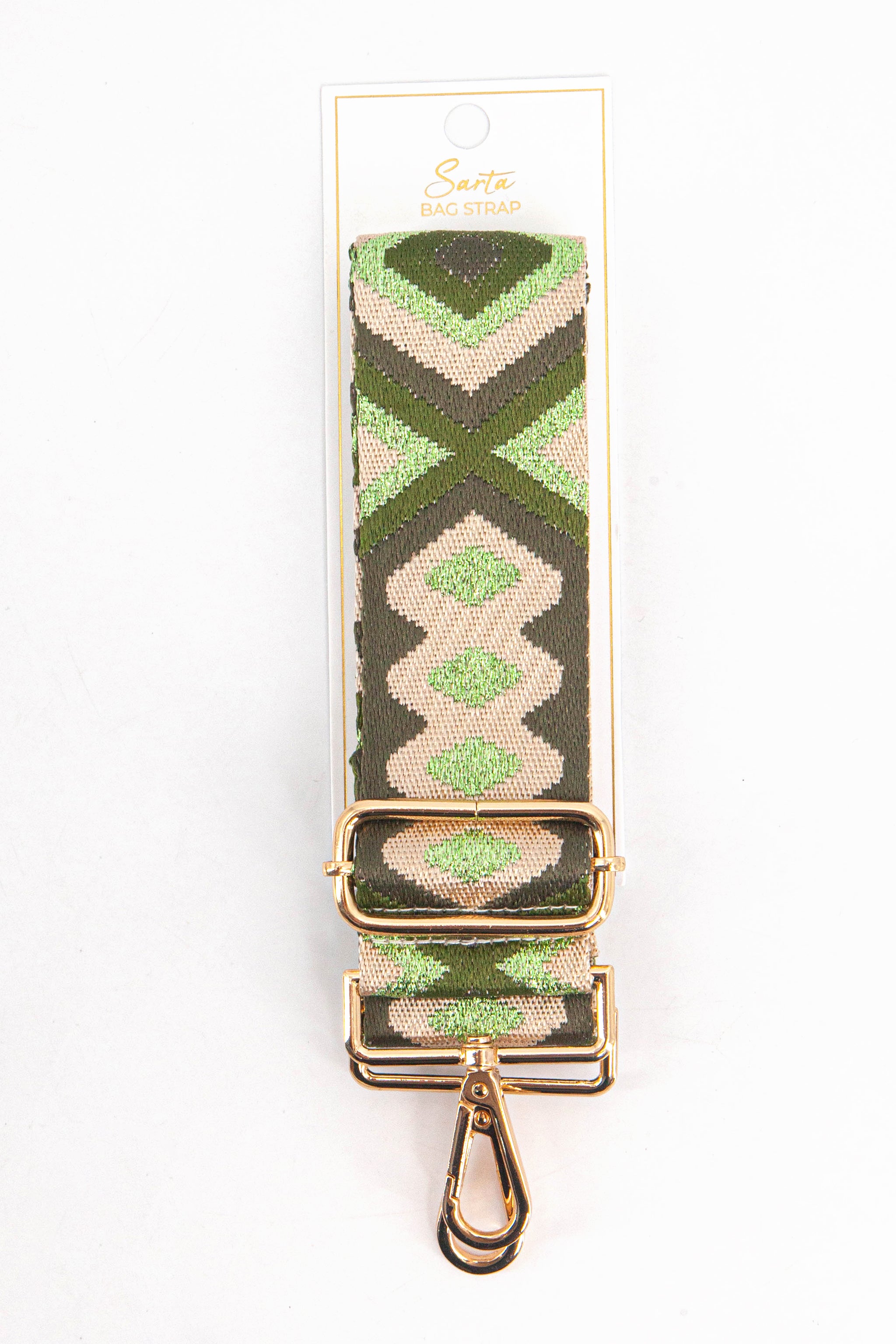 Green Sarta Green Metallic Aztec Woven Bag Strap, Image 4 of 4