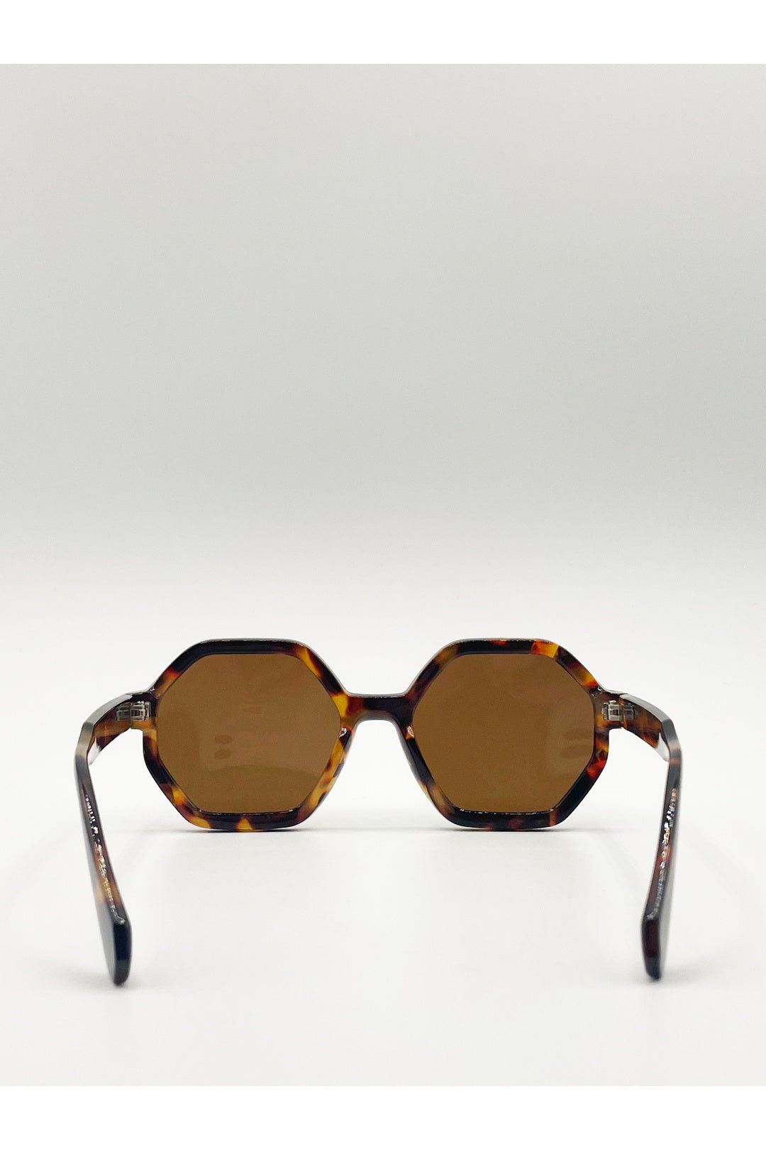 Brown Tortoiseshell Oversized Hexagon Frame Sunglasses, Image 3 of 3
