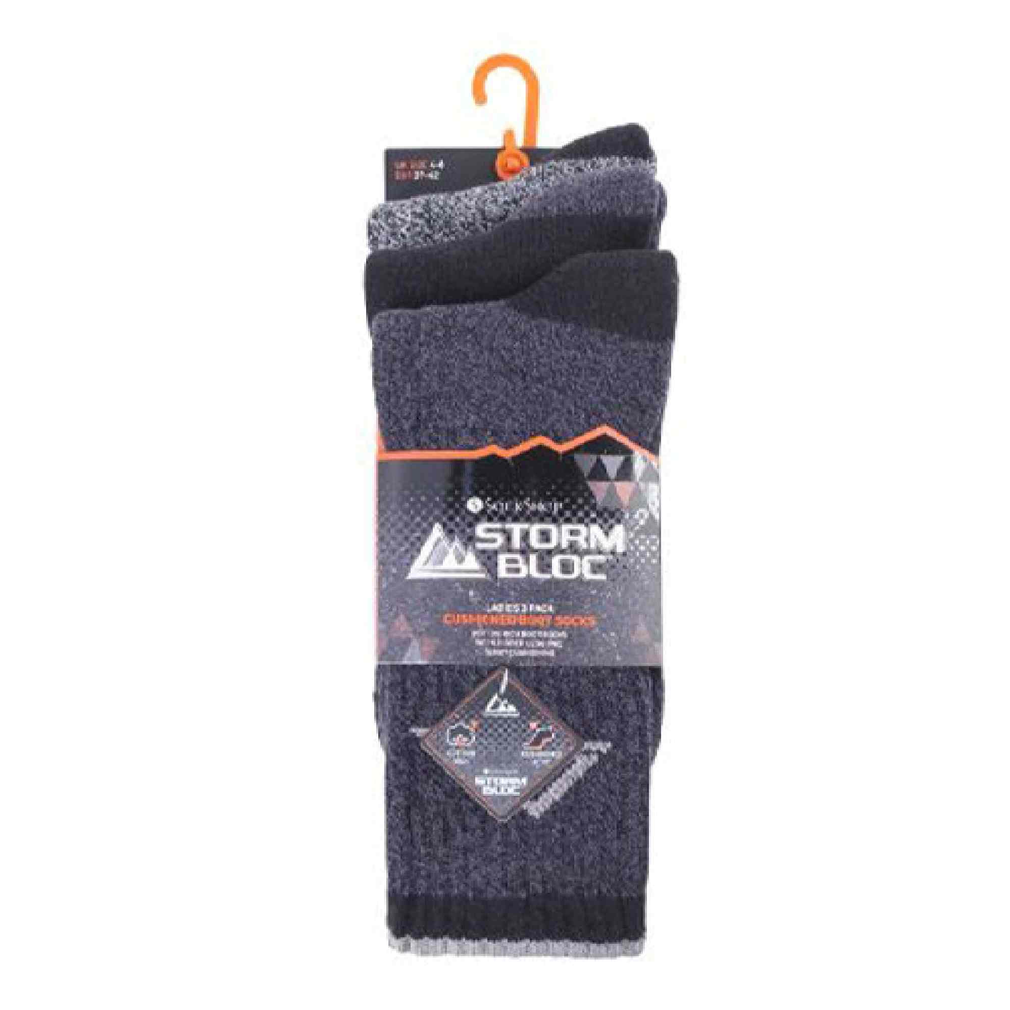 Black 3 Pack Lightweight Cotton Hiking Socks, Image 5 of 5