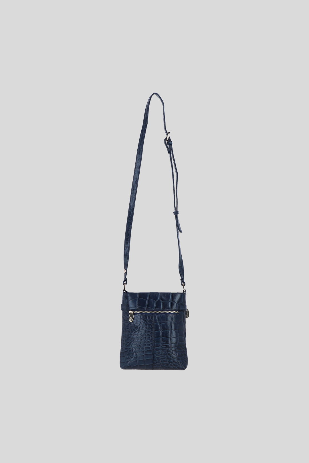 Navy Real Leather Crossbody Bag with Adjustable Strap, Image 4 of 5