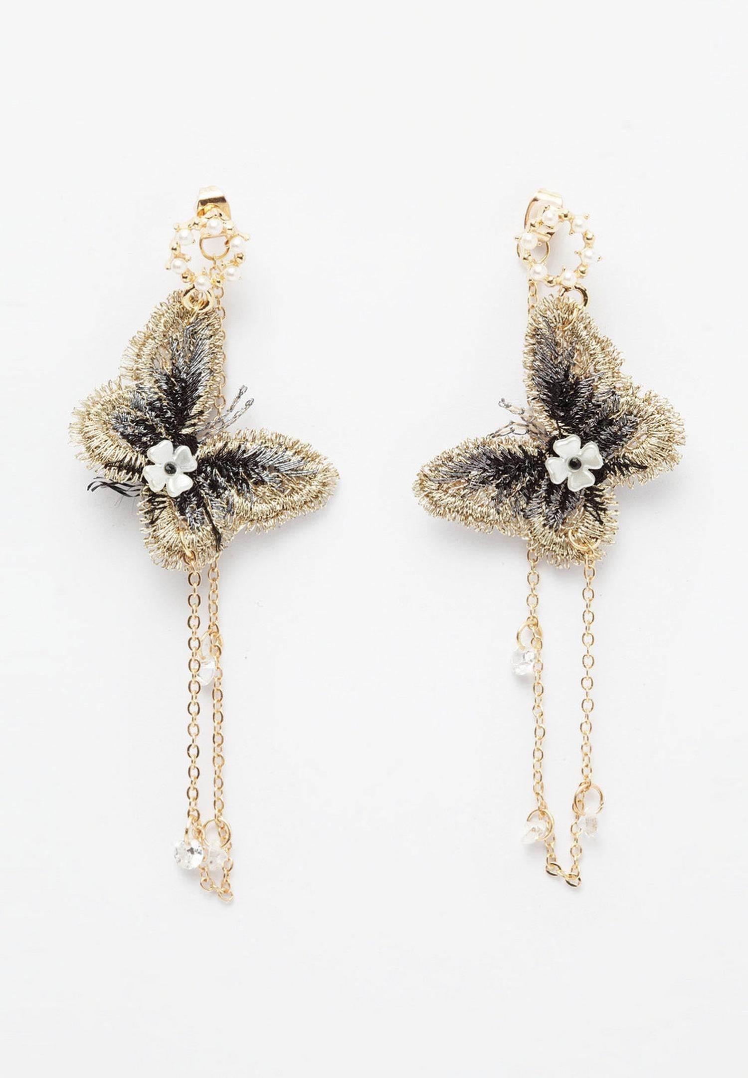 Metallic Quirky Crystal Butterfly Earrings