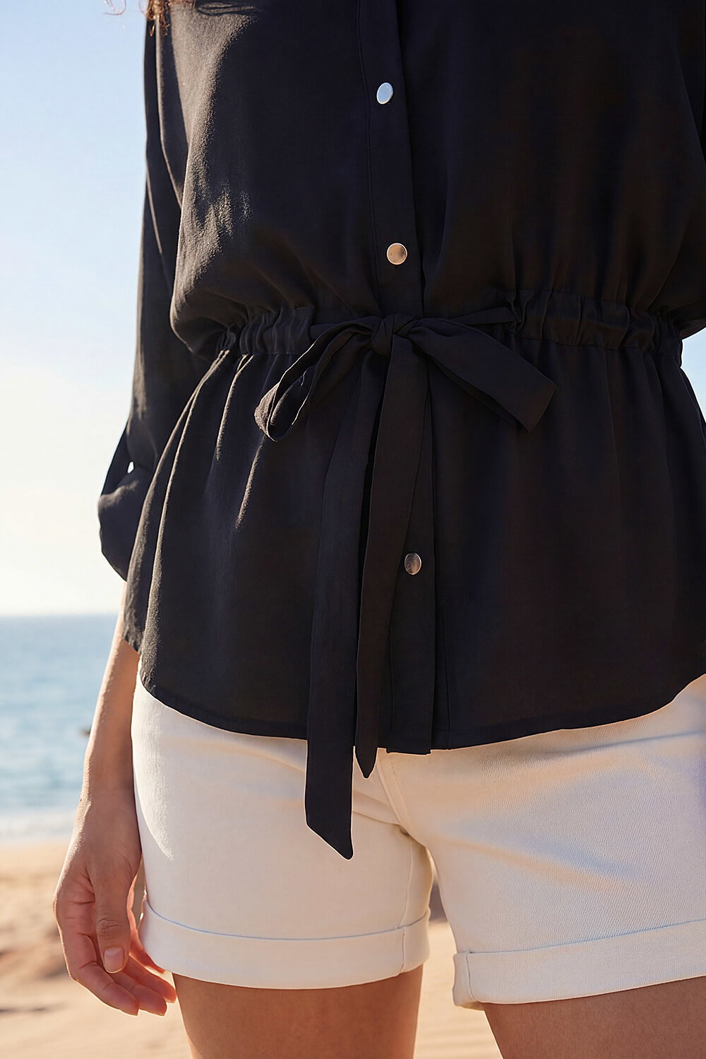 Black Safari Tie Front Jacket, Image 5 of 4