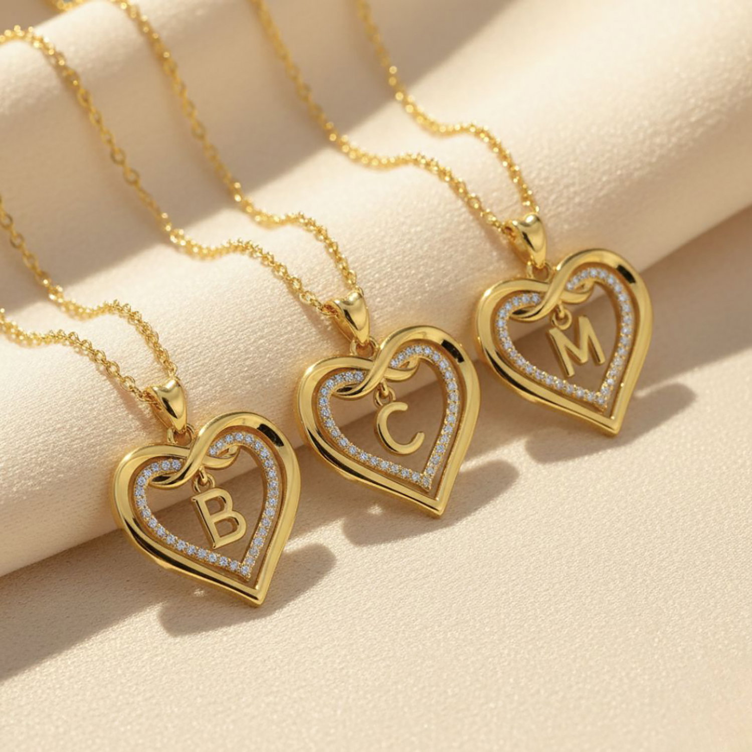 Gold Statement Love Heart Initial Necklace Gold Plated Necklace, Image 4 of 6