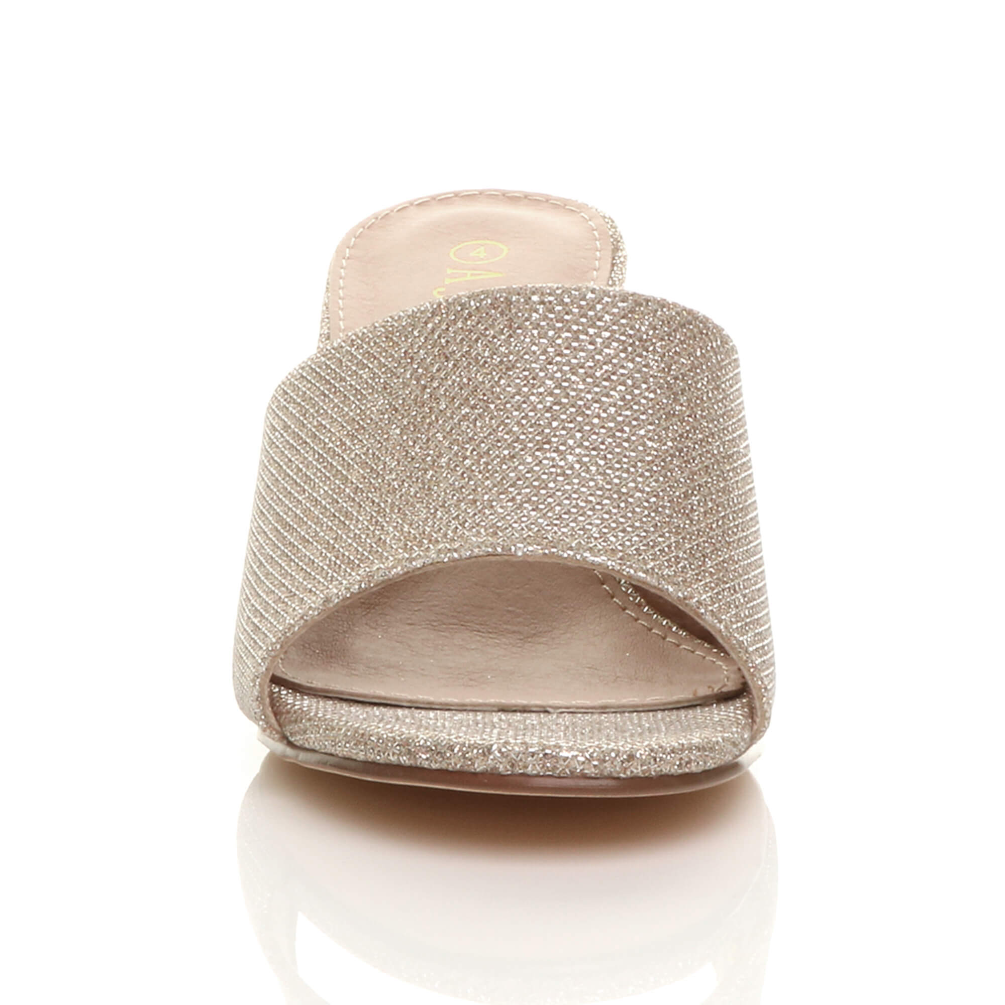 Rose Gold AJVANI Rose Gold Mid Block Heel Peep Toe Mules Sandals, Image 6 of 6