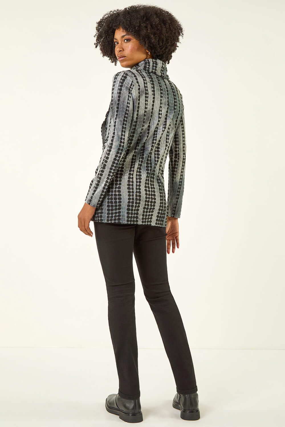 Grey Cowl Neck Buttoned Top, Image 4 of 5