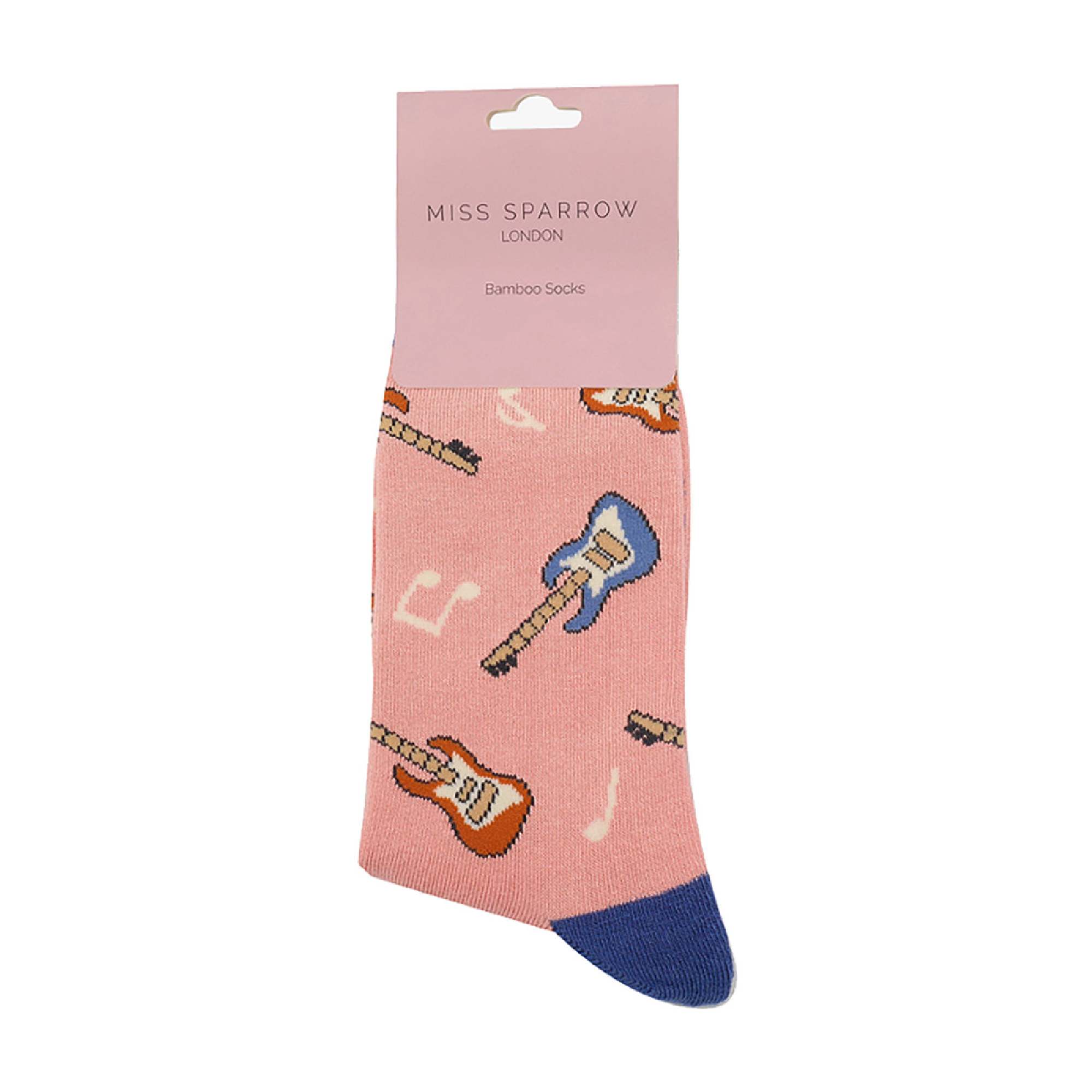Pink 1 Pack Novelty Dusky Pink Guitar Bamboo Socks, Image 4 of 4