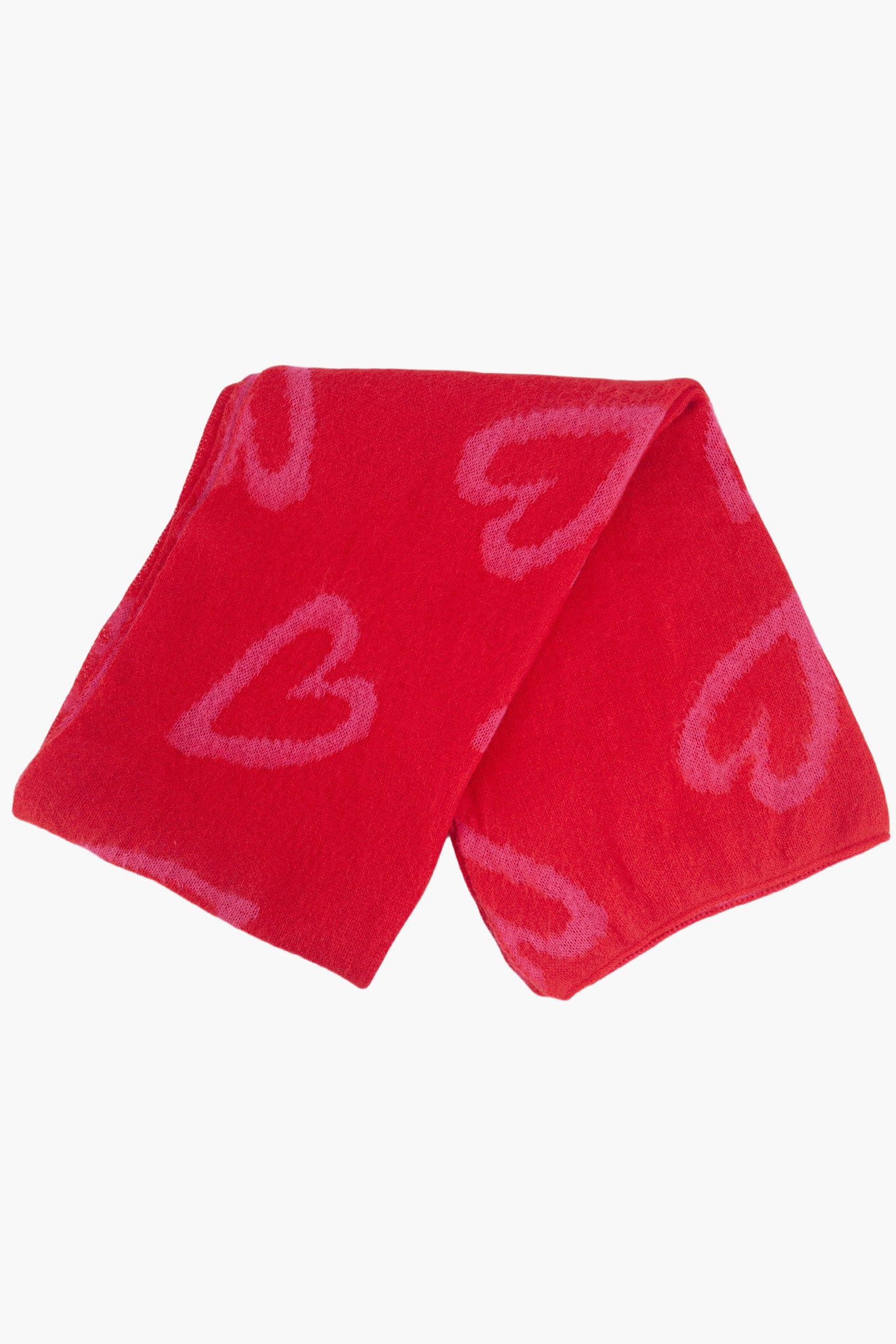 Red Love Heart Outline Winter Scarf, Image 3 of 4