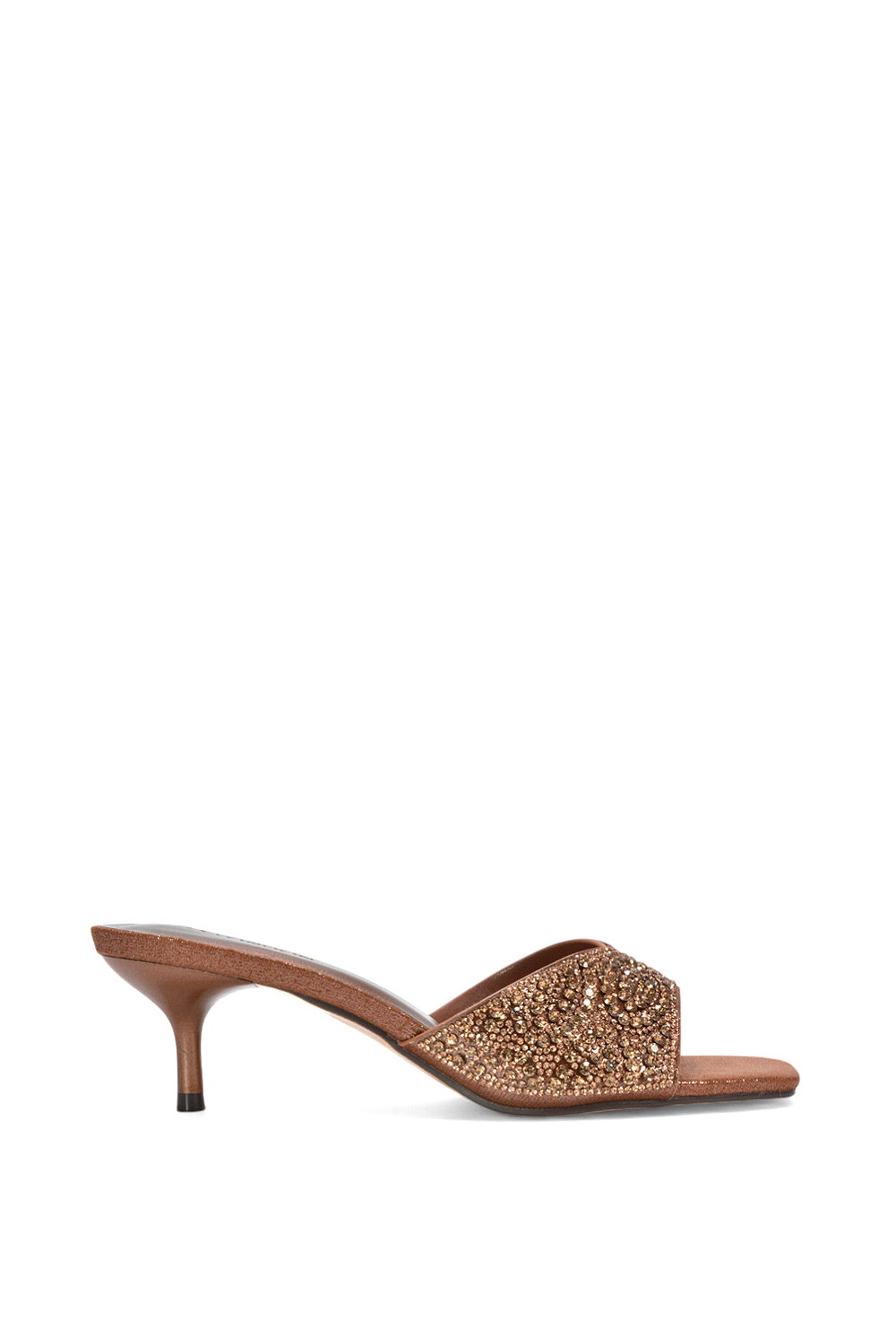 Brown XY LONDON Brown 'Ottilie' Sparkly Crystal Kitten Heeled Sandal Mules, Image 1 of 6