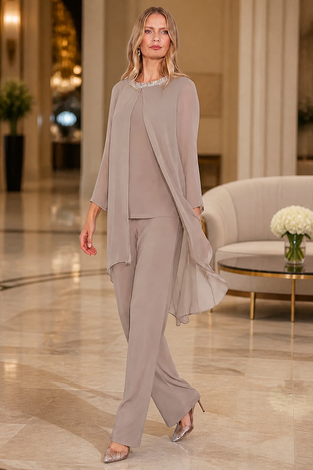 Stone Julianna Sequin Chiffon Overlay Top, Image 1 of 1