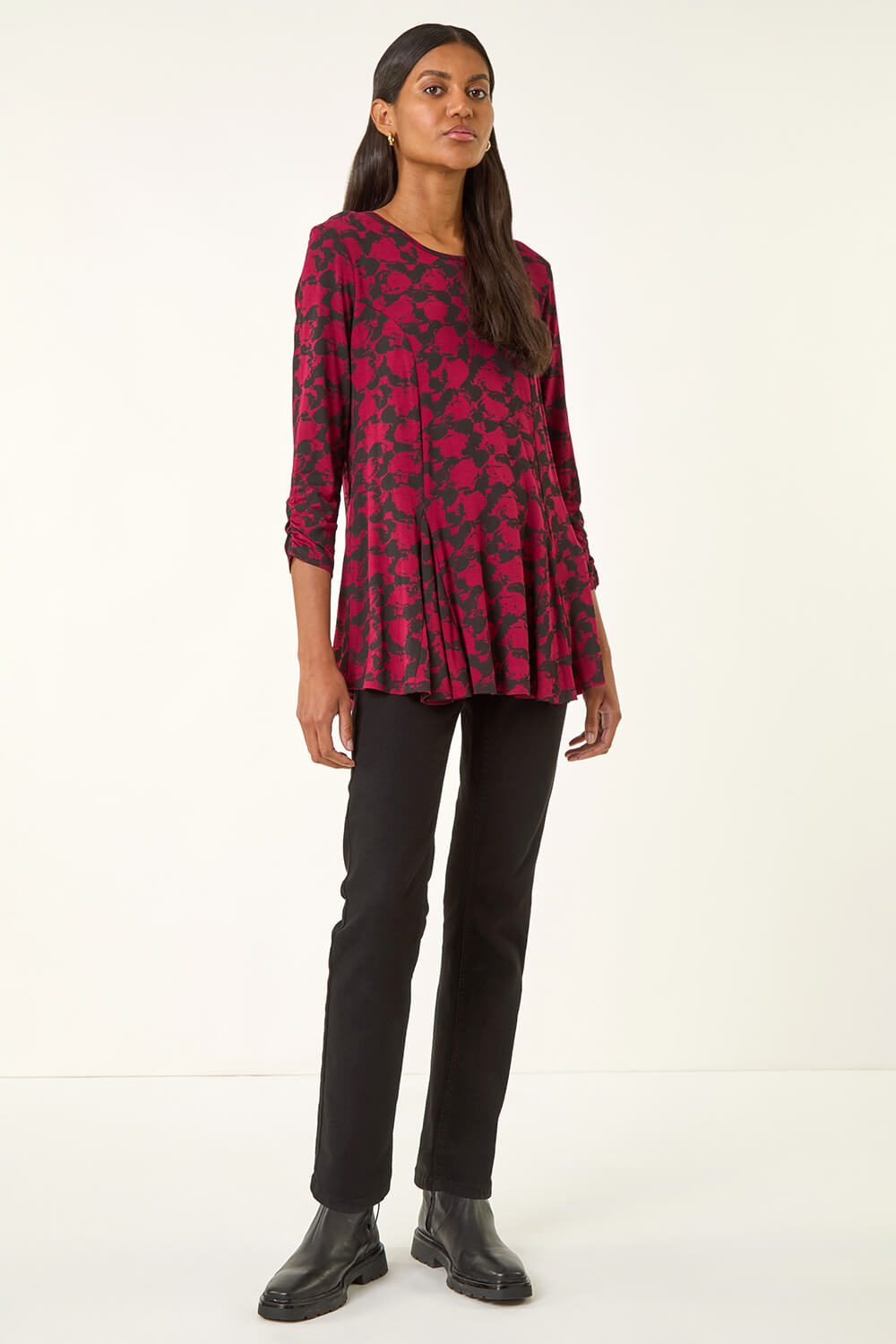 Red Printed Tunic Top, Image 3 of 5