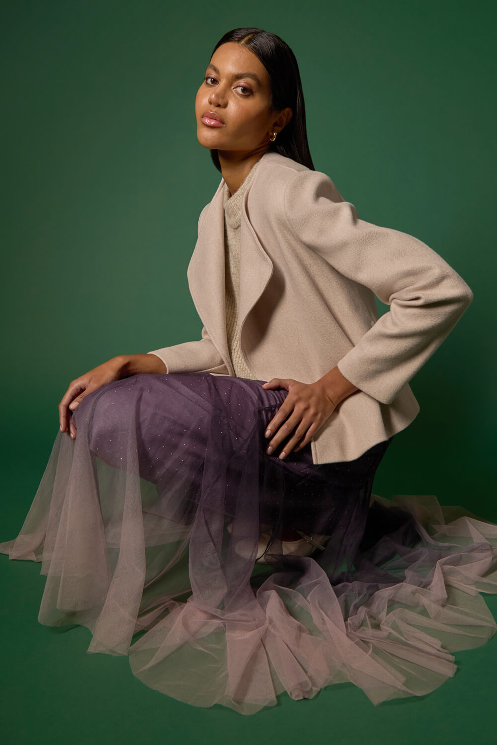 Pink Ombre Dip Dye Mesh Layered Skirt, Image 8 of 7