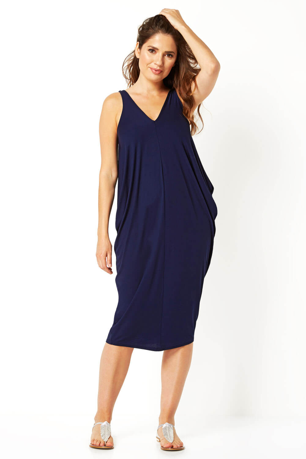 Navy Jersey Slouch Dress, Image 5 of 5