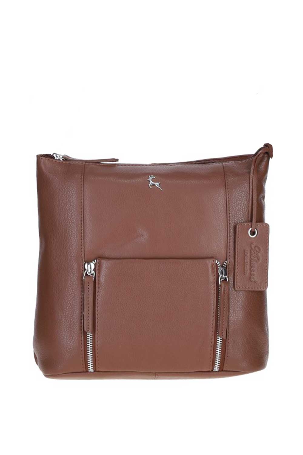 Brown 'Donegal' Practical Real Leather Shoulder Bag, Image 1 of 5