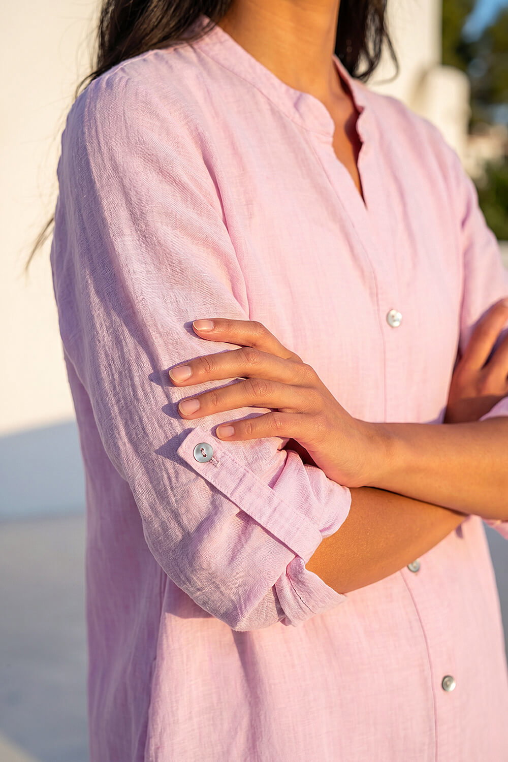 Pink Petite Chambray Buttoned Overshirt, Image 5 of 4