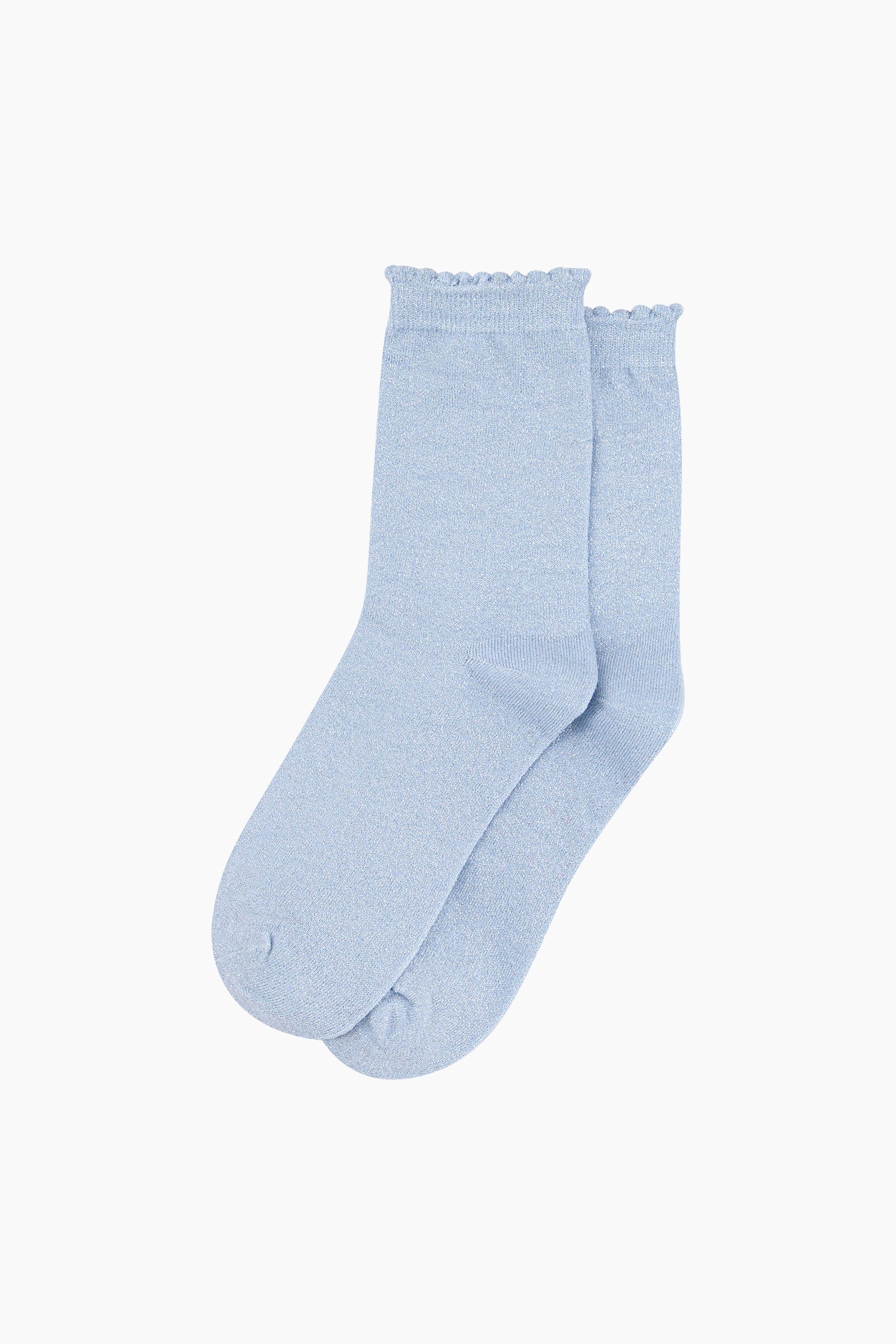 Light Blue Plain Combed Cotton Glitter Socks, Image 3 of 4