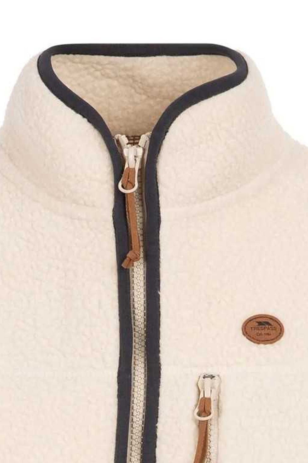 White Quake Leather Trim Fleece Jacket, Image 4 of 4