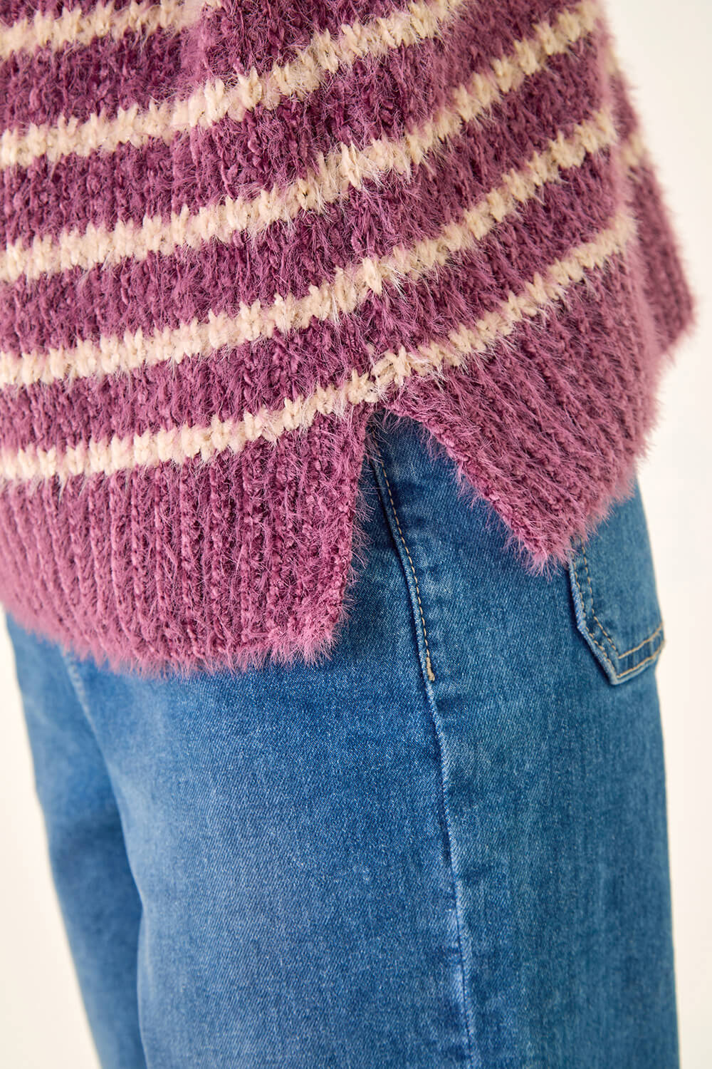 Purple Fluffy Stripe Knit Jumper, Image 6 of 5