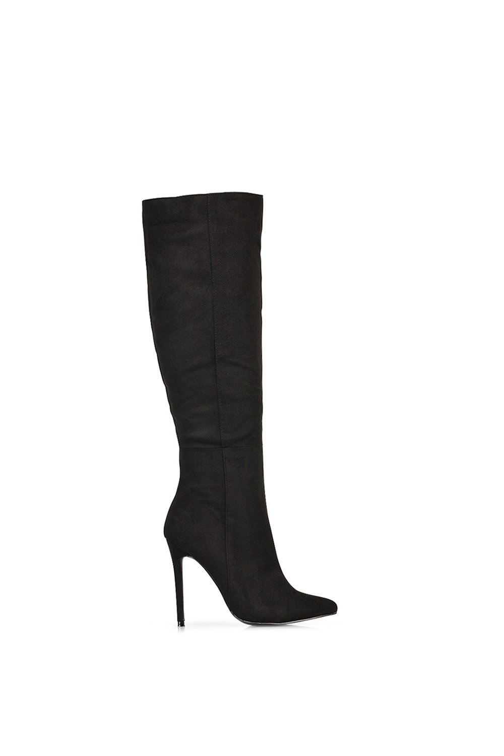 Black 'Nora' Pointed Toe Zip Up Knee High Stiletto Heel Long Boots, Image 1 of 5