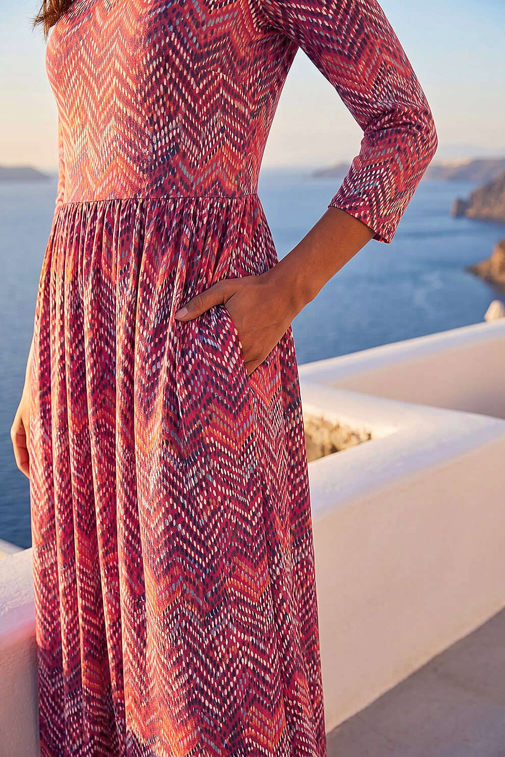Red Zig Zag Print Midi Dress, Image 5 of 4