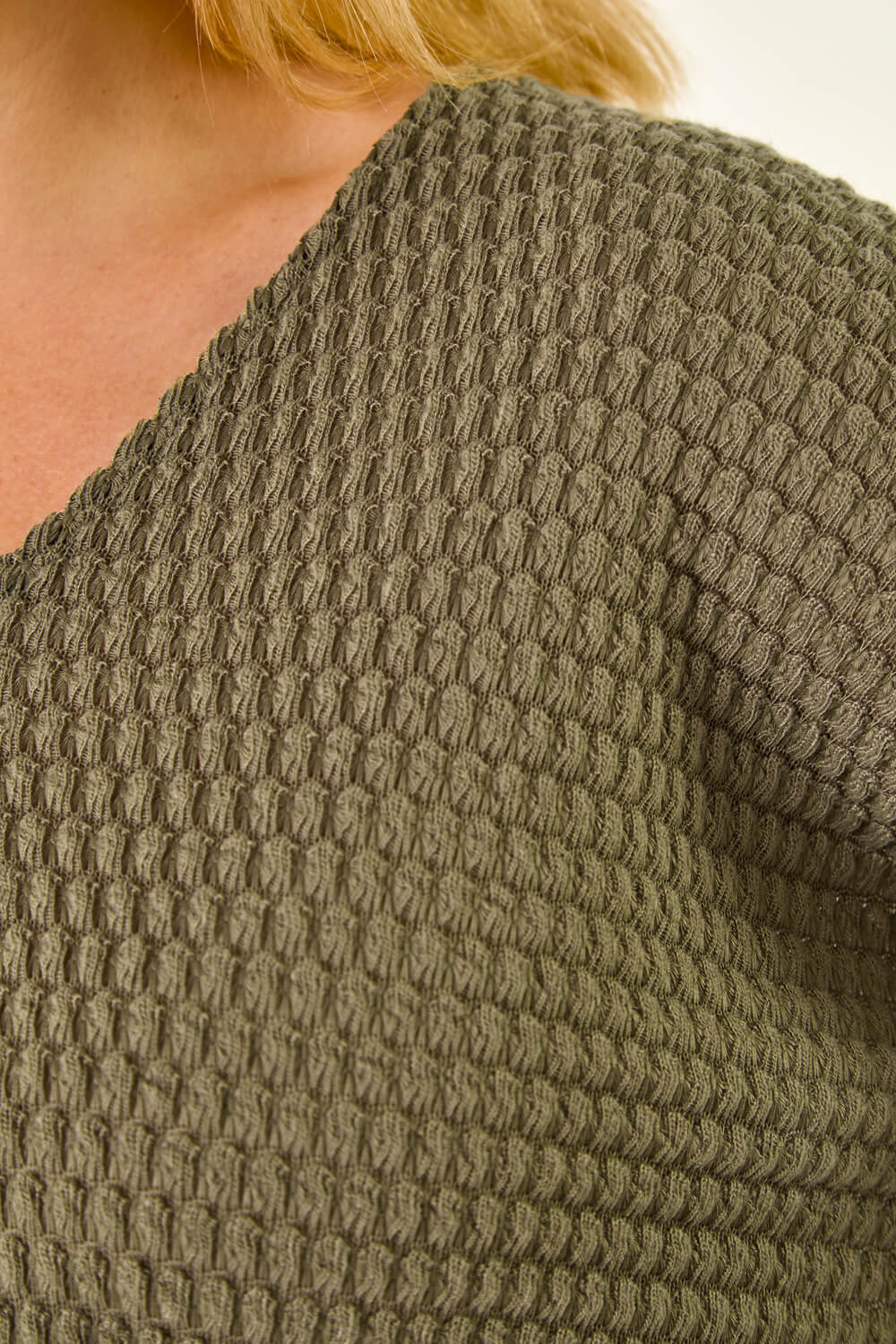 Sage Curve Textured V-Neck Stretch Top, Image 6 of 5