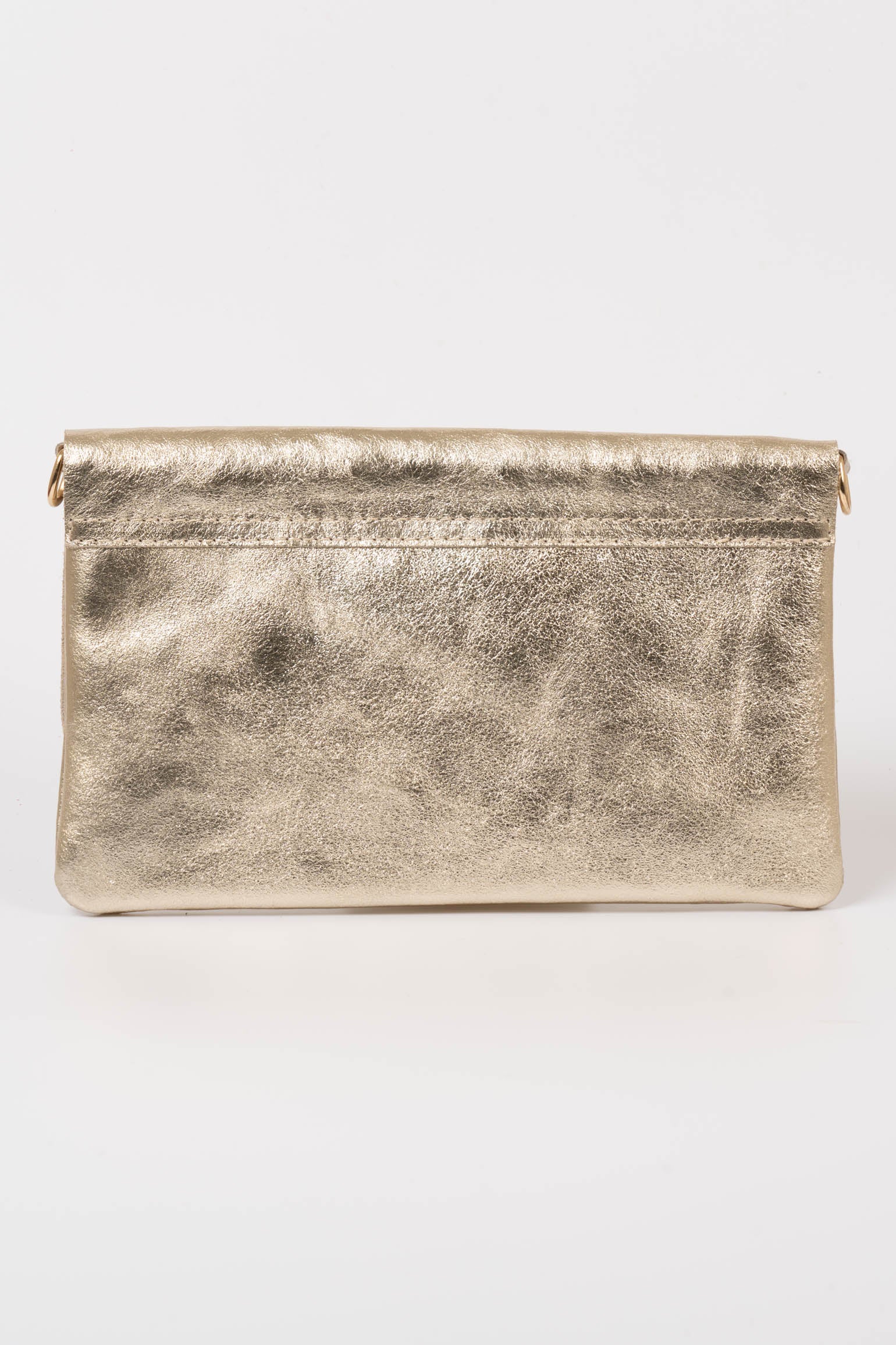 Gold Metallic Italian Leather Clutch Bag, Image 3 of 3