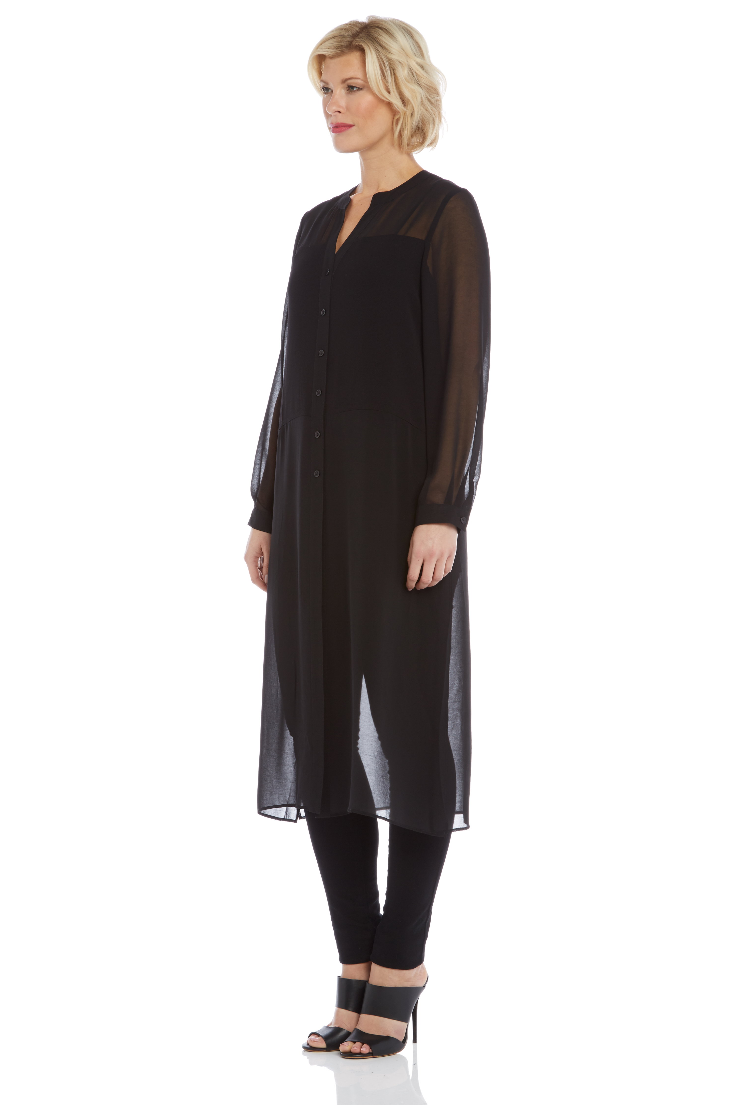 Black Longline Chiffon Blouse, Image 6 of 7