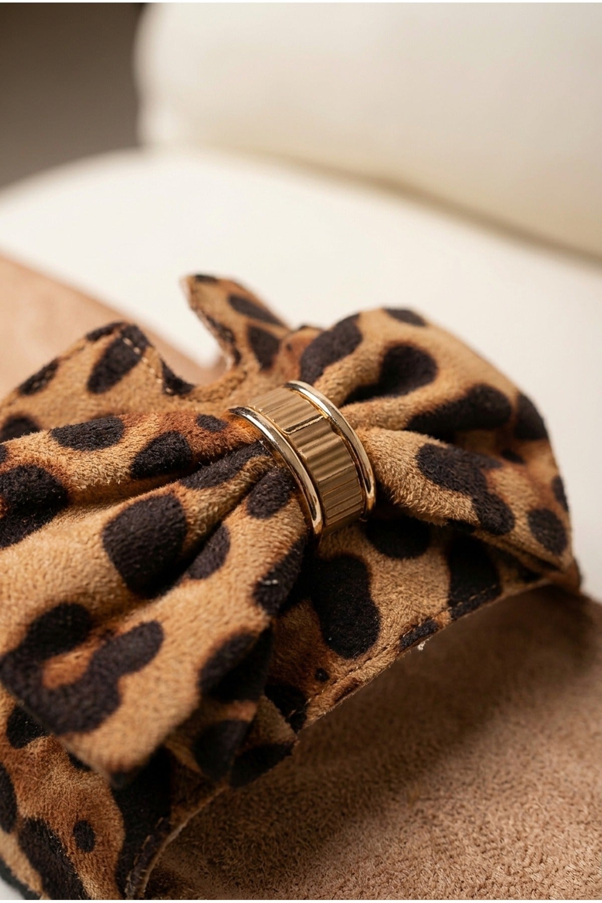 Multi Saoirse Leopard Print Bow Detail Sliders, Image 2 of 4