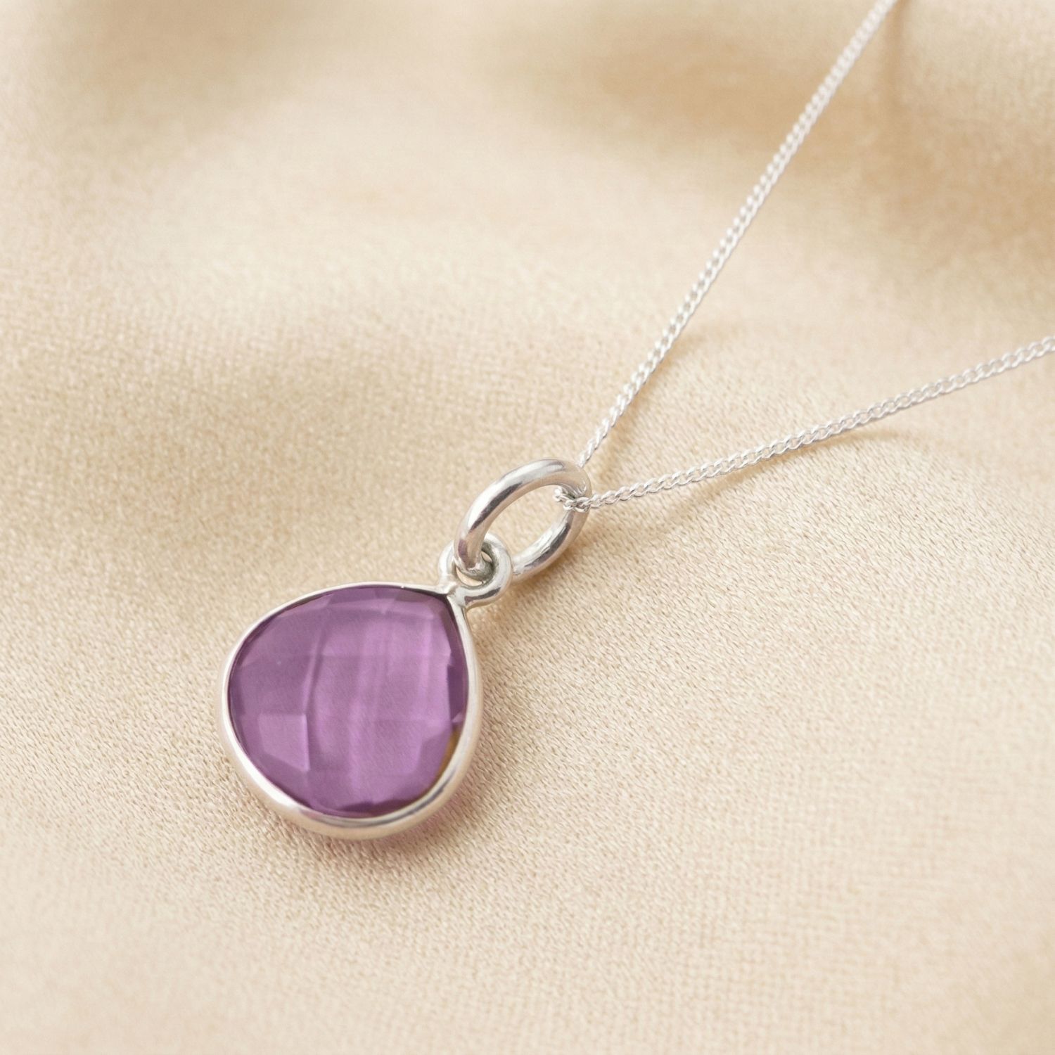 Silver Alexandrite Colour Changing June Birthstone Necklace, Image 1 of 5