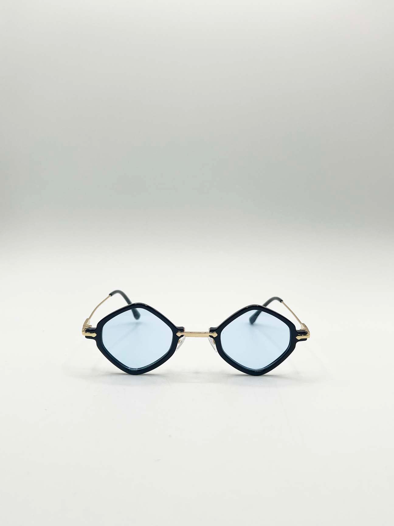 Blue Diamond Shape Sunglasses in Black Blue, Image 1 of 5