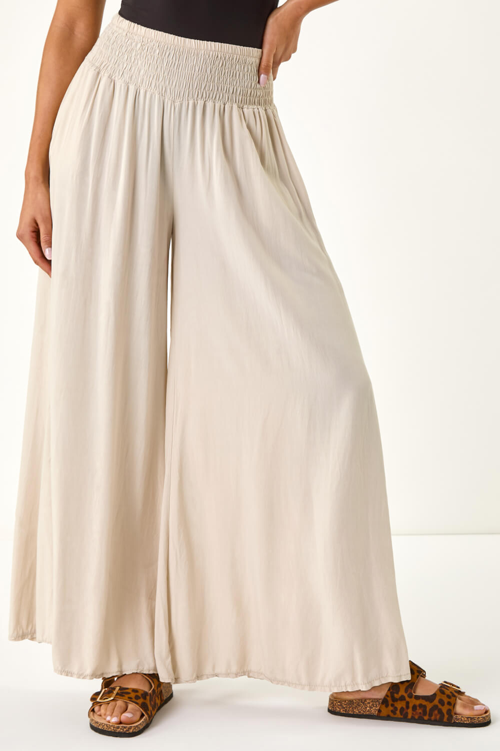 Stone Relaxed Wide Leg Trouser, Image 5 of 7