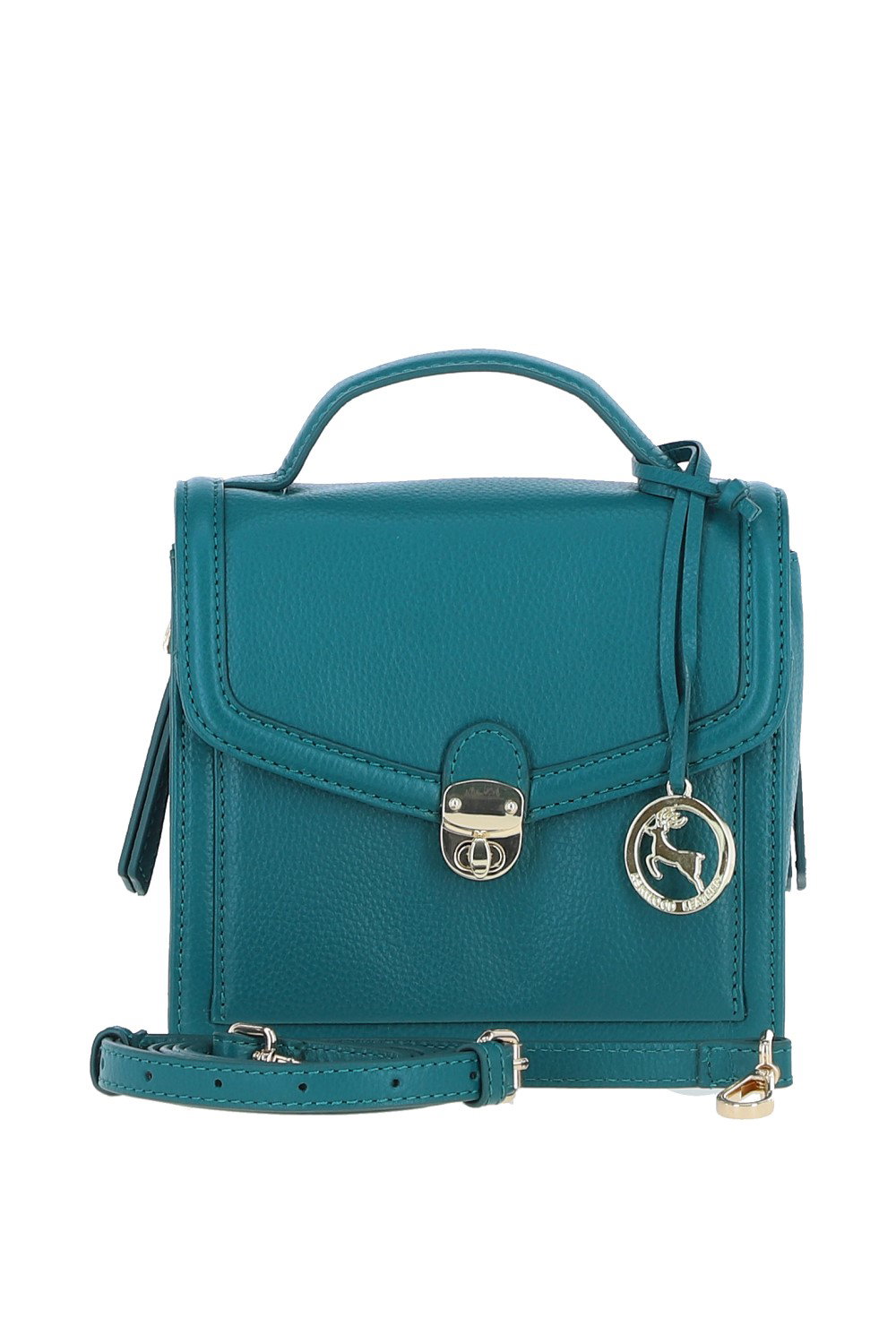 Green Ashwood Leather Green Compact Handbag With Detachable Crossbody Strap, Image 1 of 4
