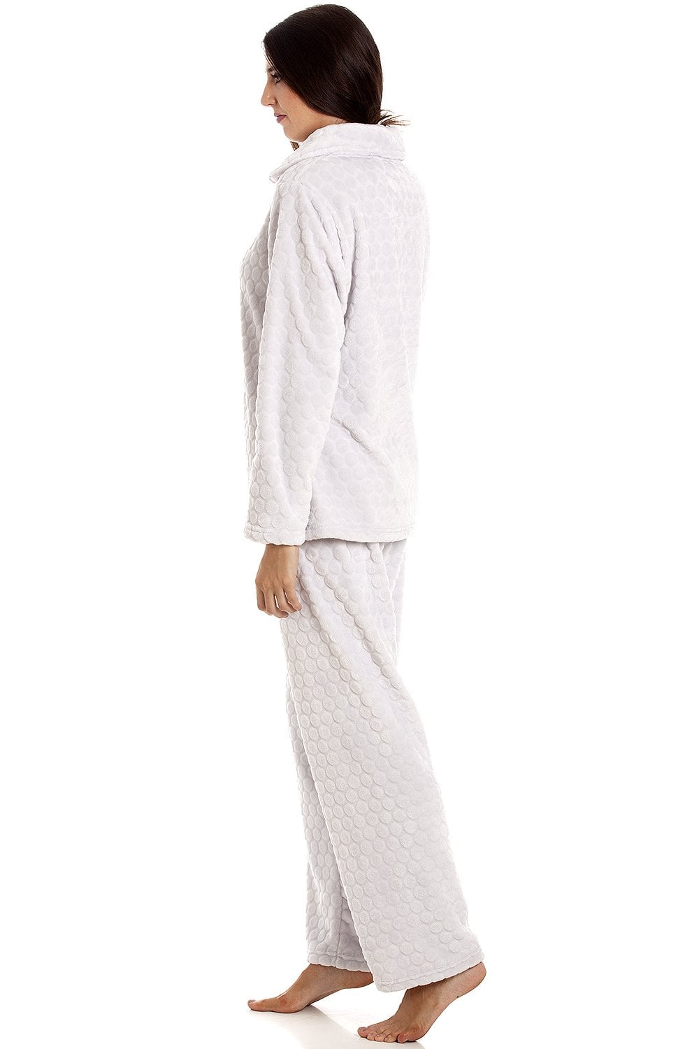 Light Grey Supersoft Two Piece Spot Print Pyjama Set, Image 3 of 4