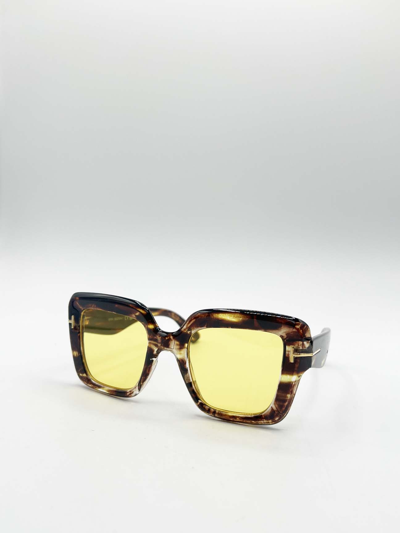 Yellow Bold Square Sunglasses in Leopard Yellow, Image 3 of 6