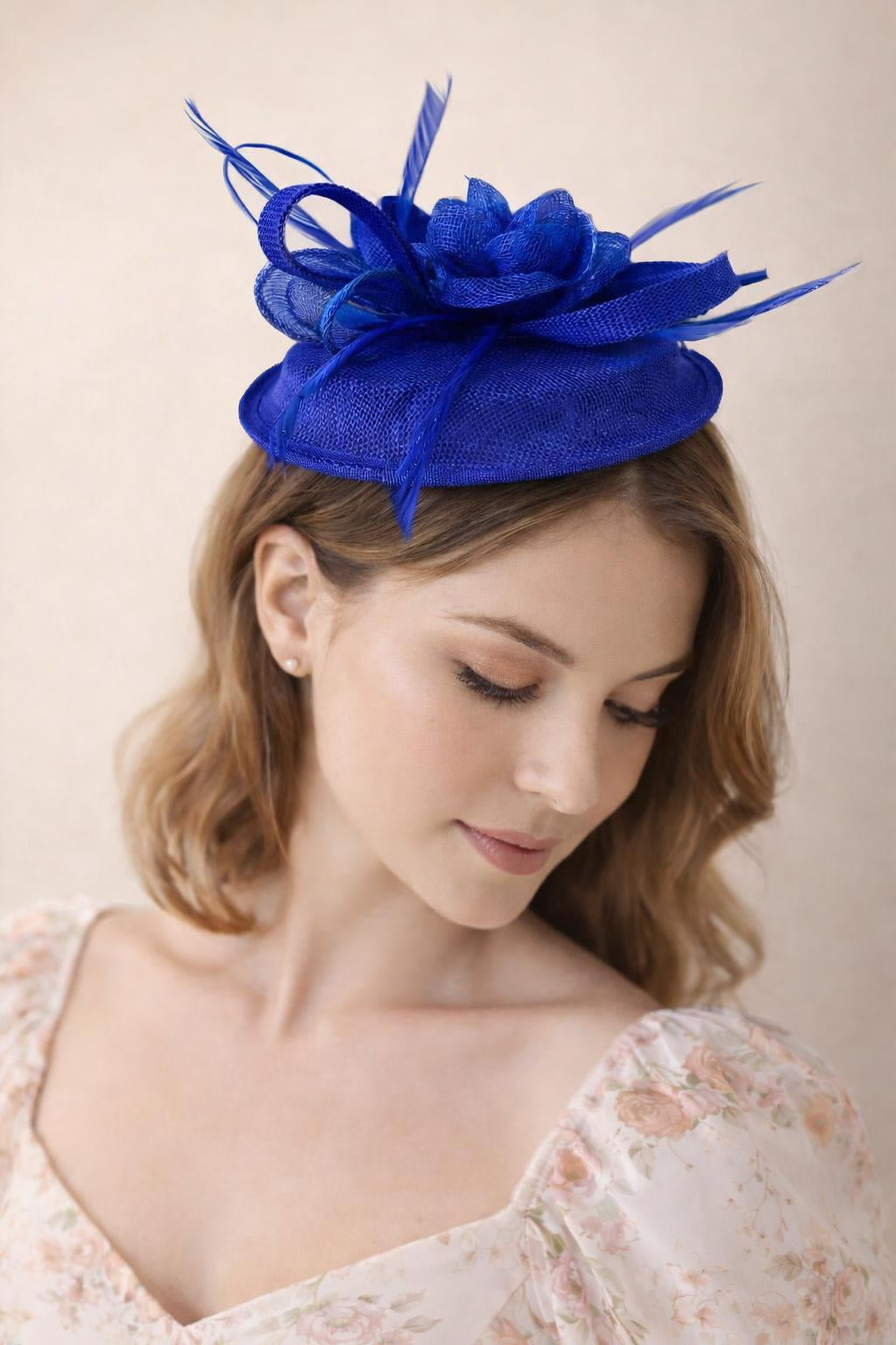 Pink Gauze Swirl Flower Feather Fascinator