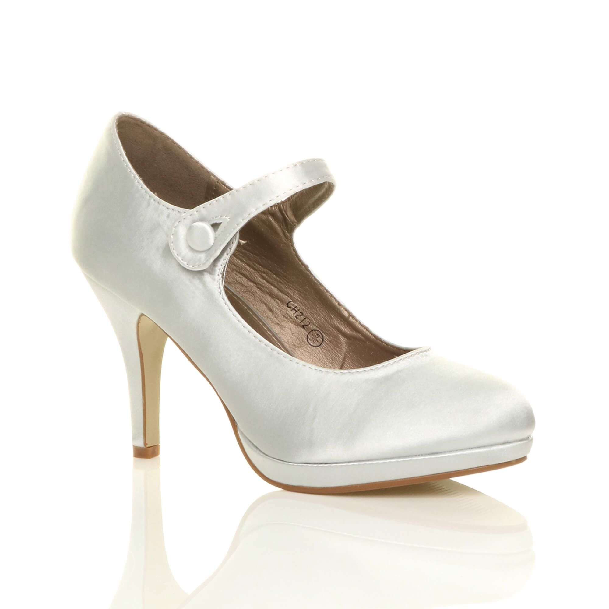 White High Heel Mary Jane Court Shoes