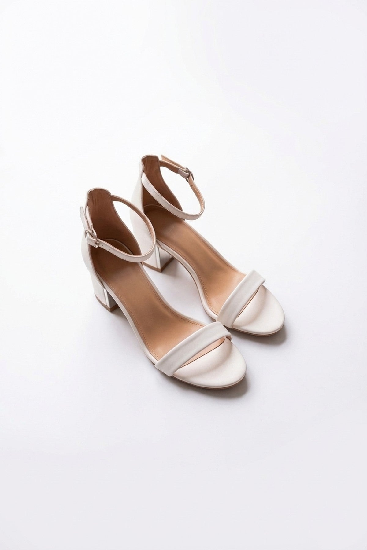 White Zara Womens Ankle Strap Block Heel Sandals, Image 7 of 8