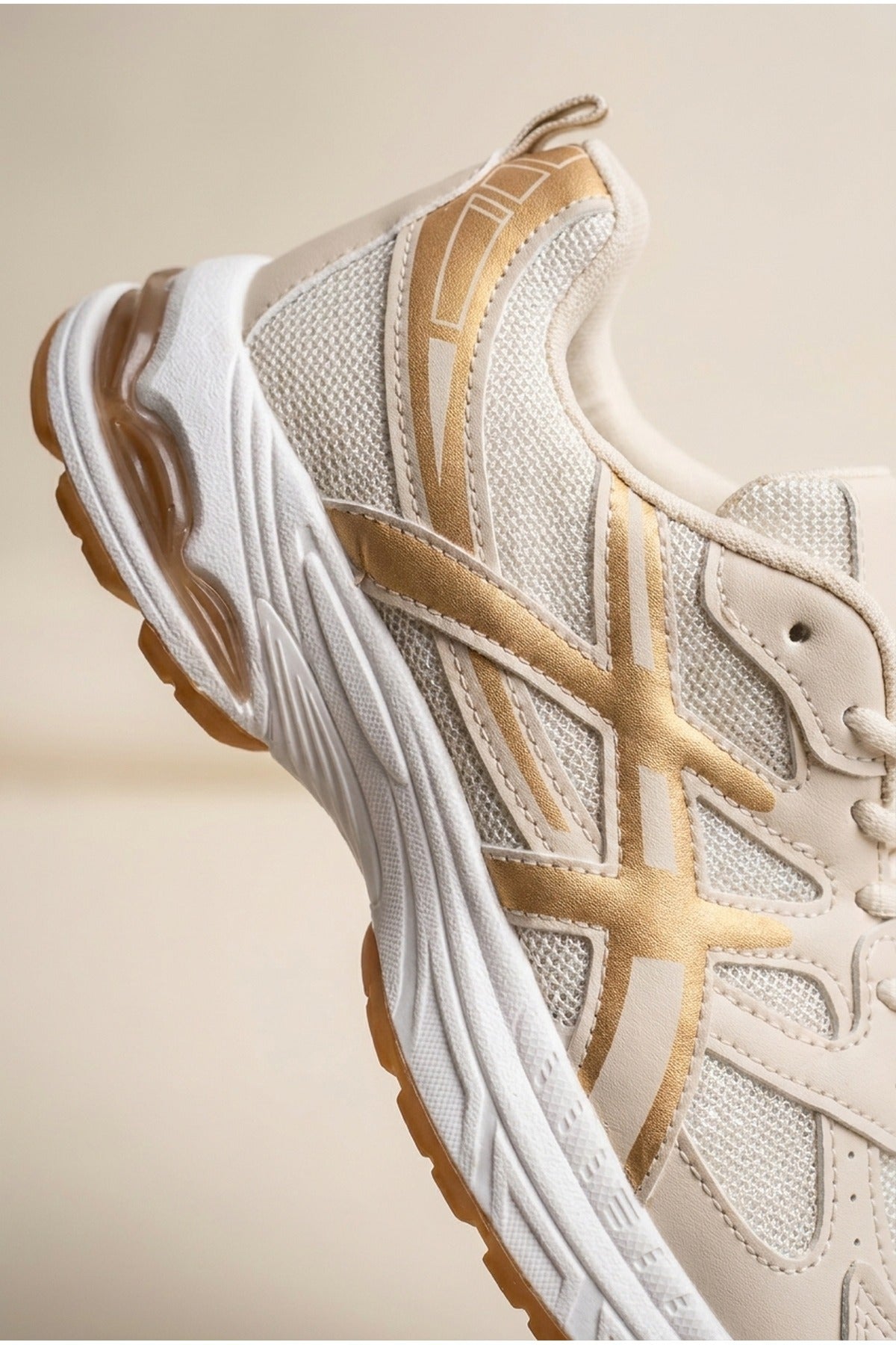 Beige iKrush Beige Constance Mixed Media Panelled Trainers, Image 3 of 5